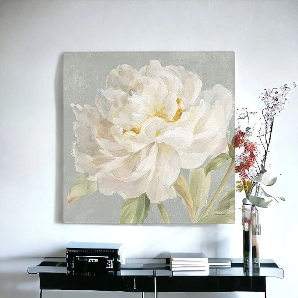 Angelic White Peony Flower Unframed Print Wall Art — view 3