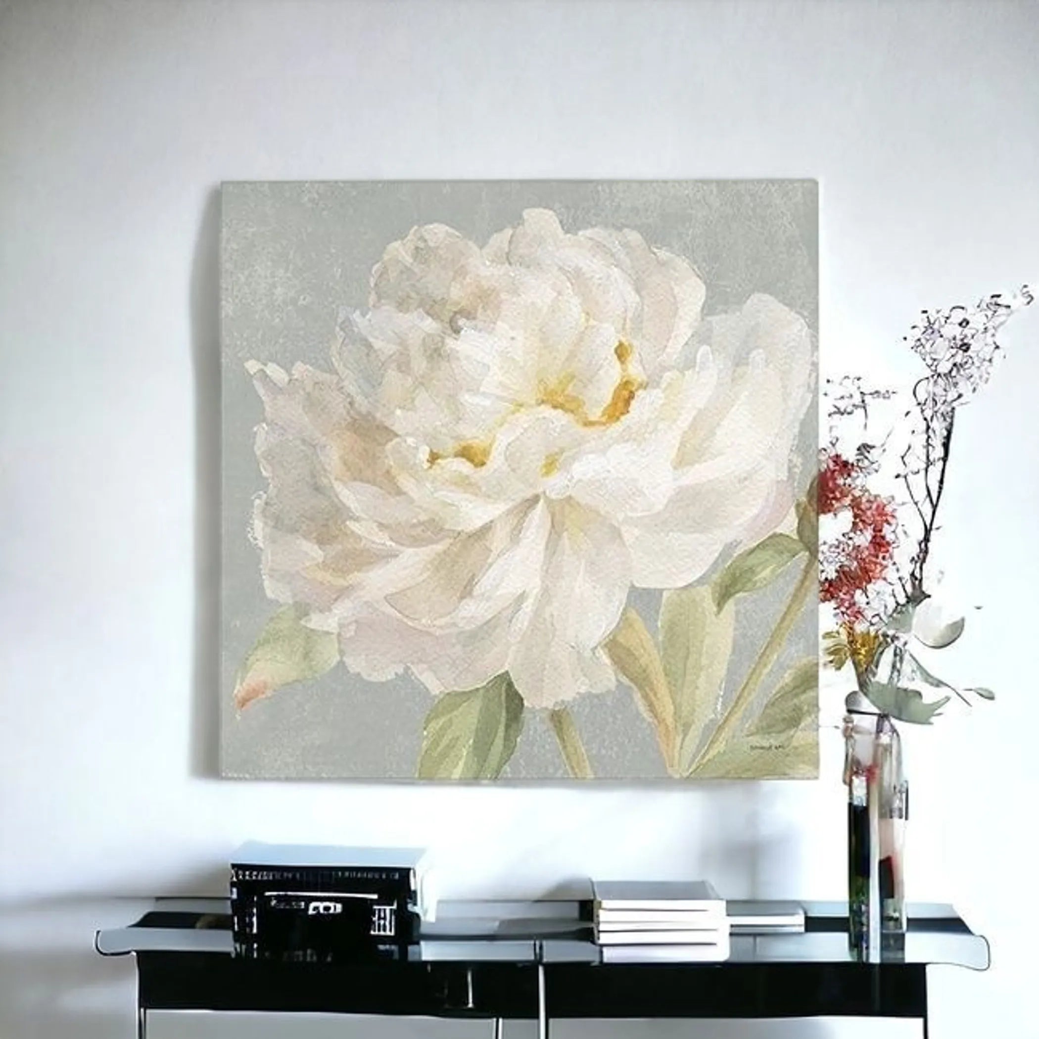 Angelic White Peony Flower Unframed Print Wall Art — view 3