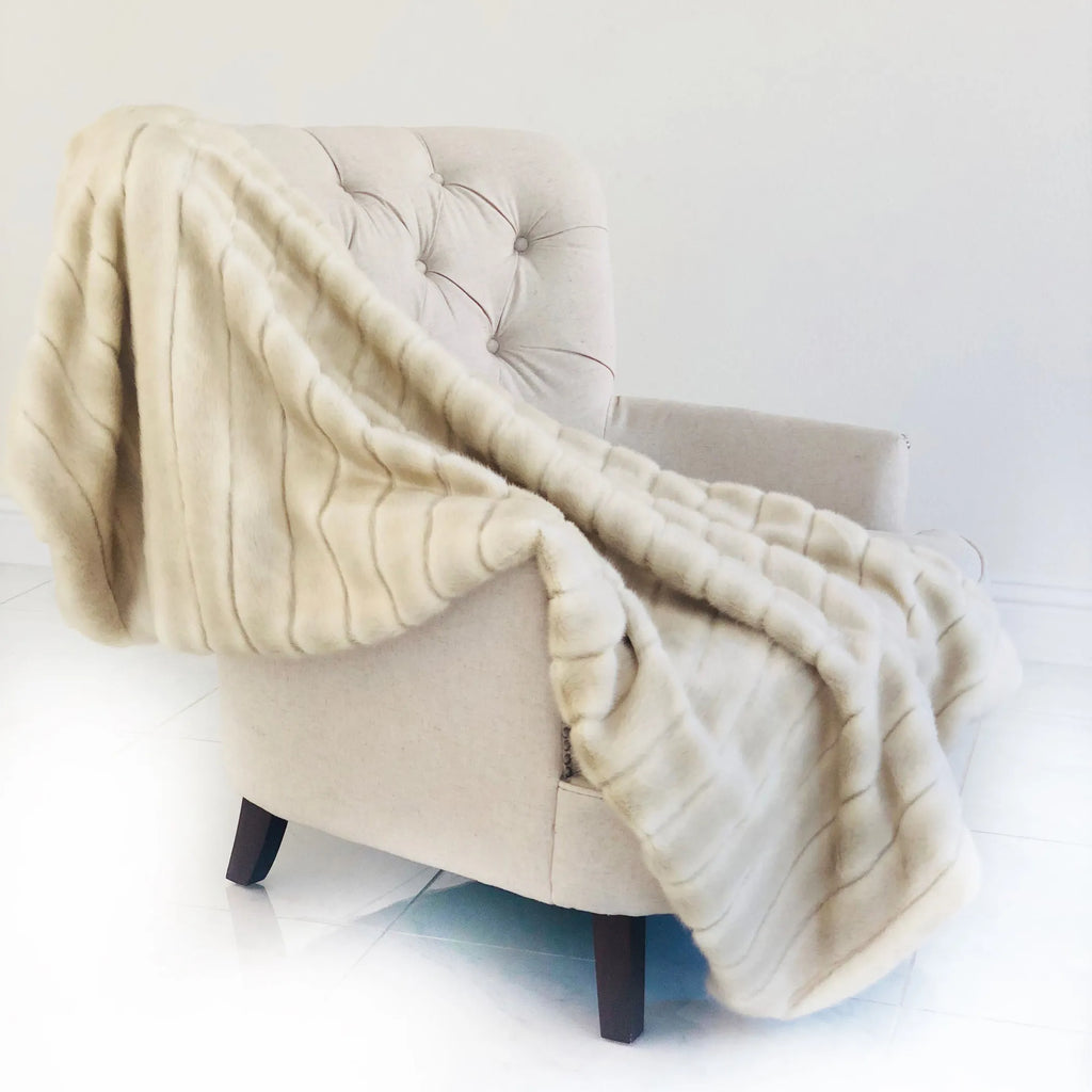 Plutus Fancy Mink Faux Fur Ivory Luxury Throw — view 2