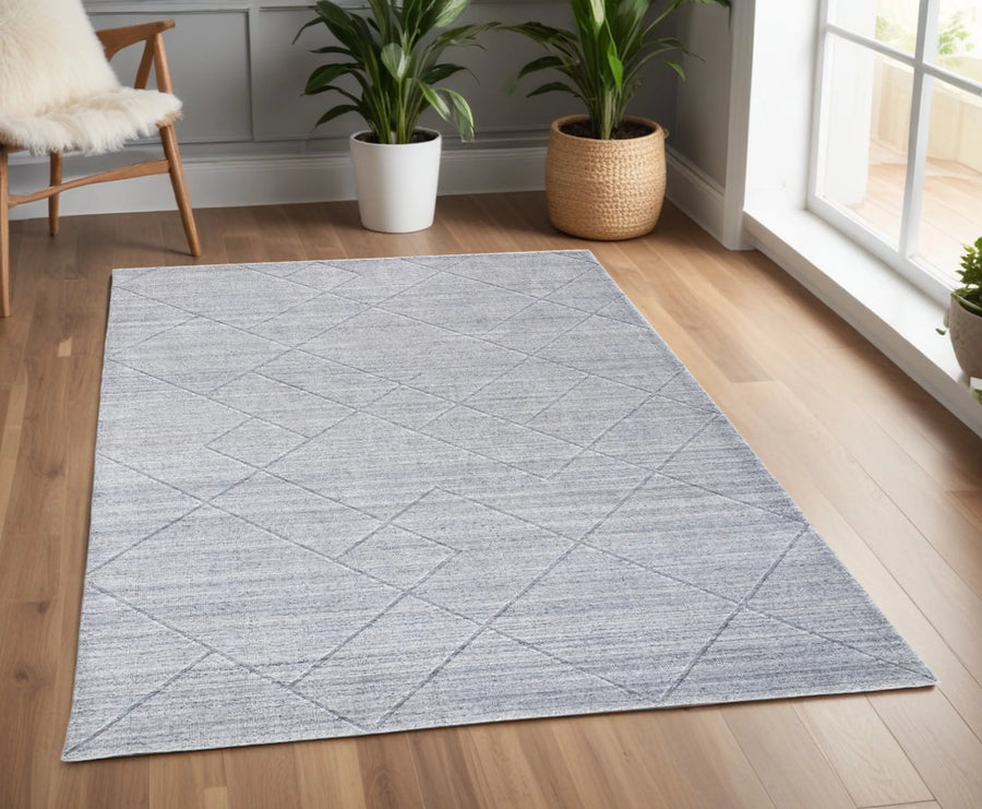 4′ X 6′ Gray Striped Hand Woven Area Rug