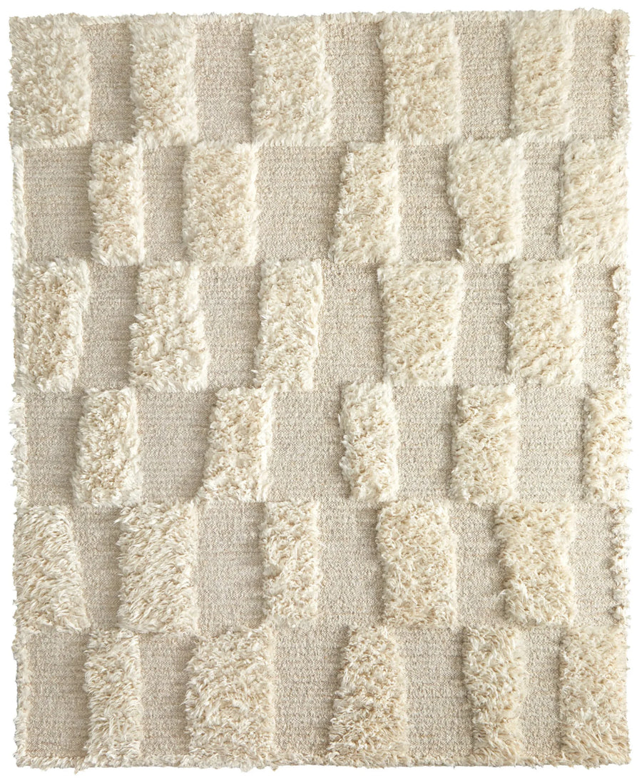 8′ X 10′ Ivory Wool Geometric Hand Woven Area Rug — view 2
