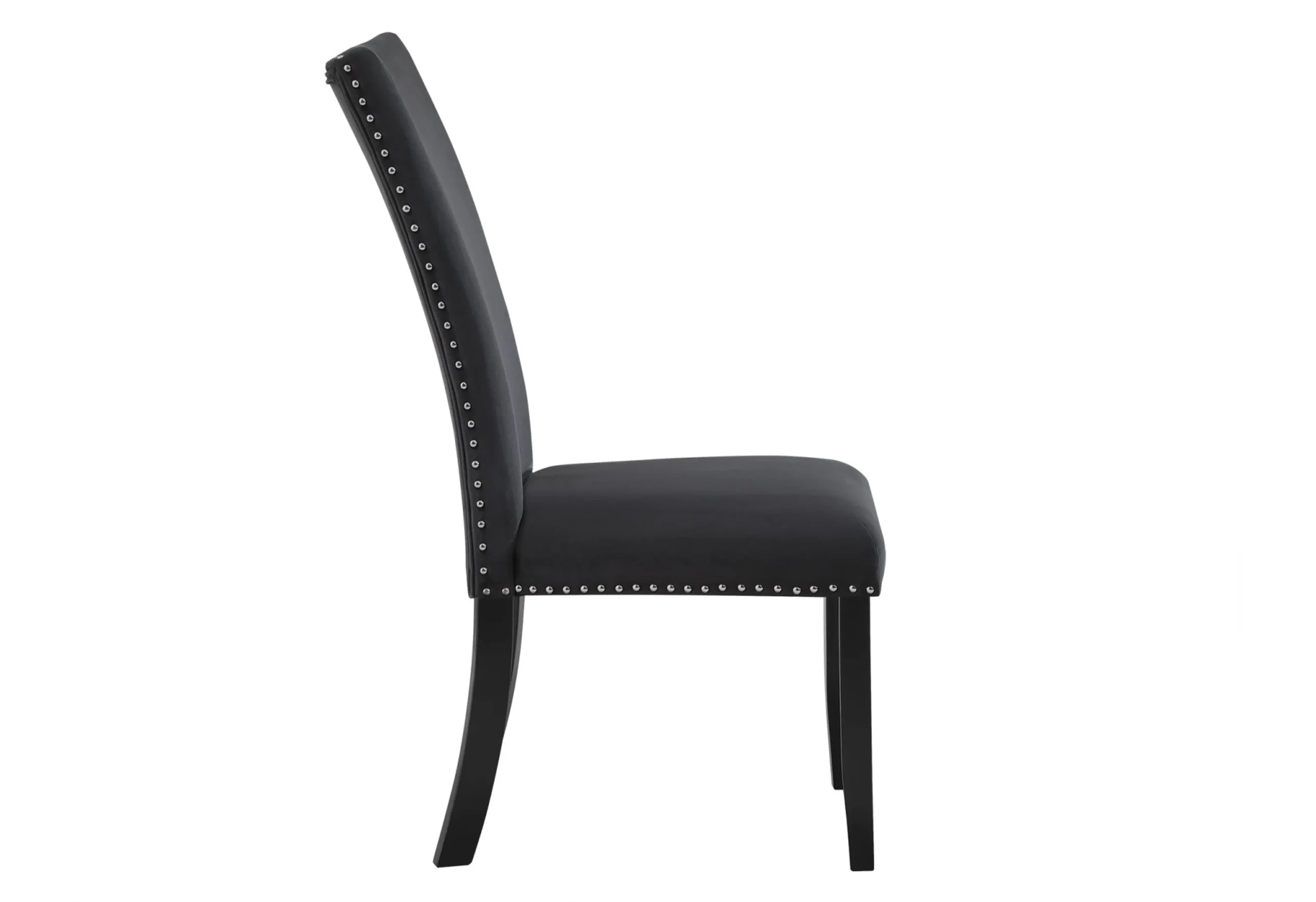 Set of Two Black Upholstered Velvet Dining Side Chairs — view 4