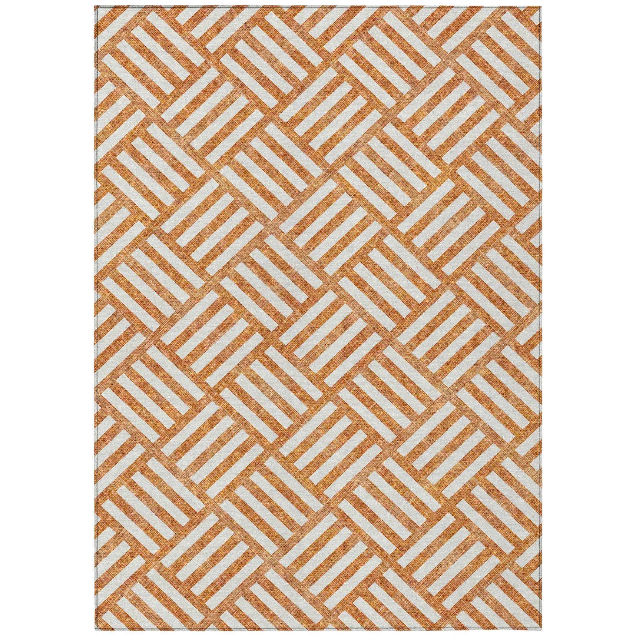 10′ X 14′ Orange And Ivory Geometric Washable Indoor Outdoor Area Rug — view 2