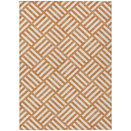 10′ X 14′ Orange And Ivory Geometric Washable Indoor Outdoor Area Rug — view 2