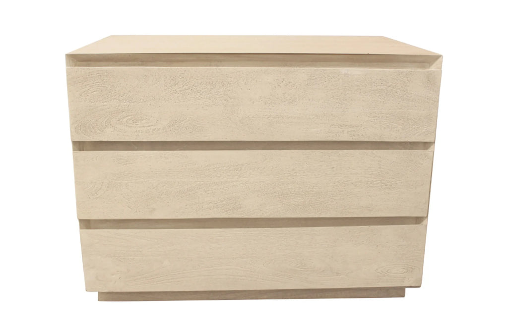 24″ Natural Three Drawer Solid Wood Nightstand — view 2