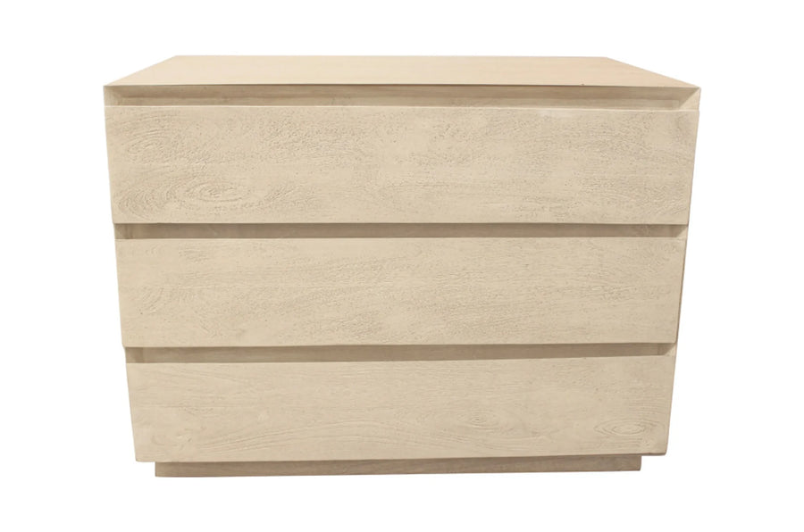 24″ Natural Three Drawer Solid Wood Nightstand — view 2