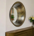 21″ Brass Round Metal Framed Accent Mirror