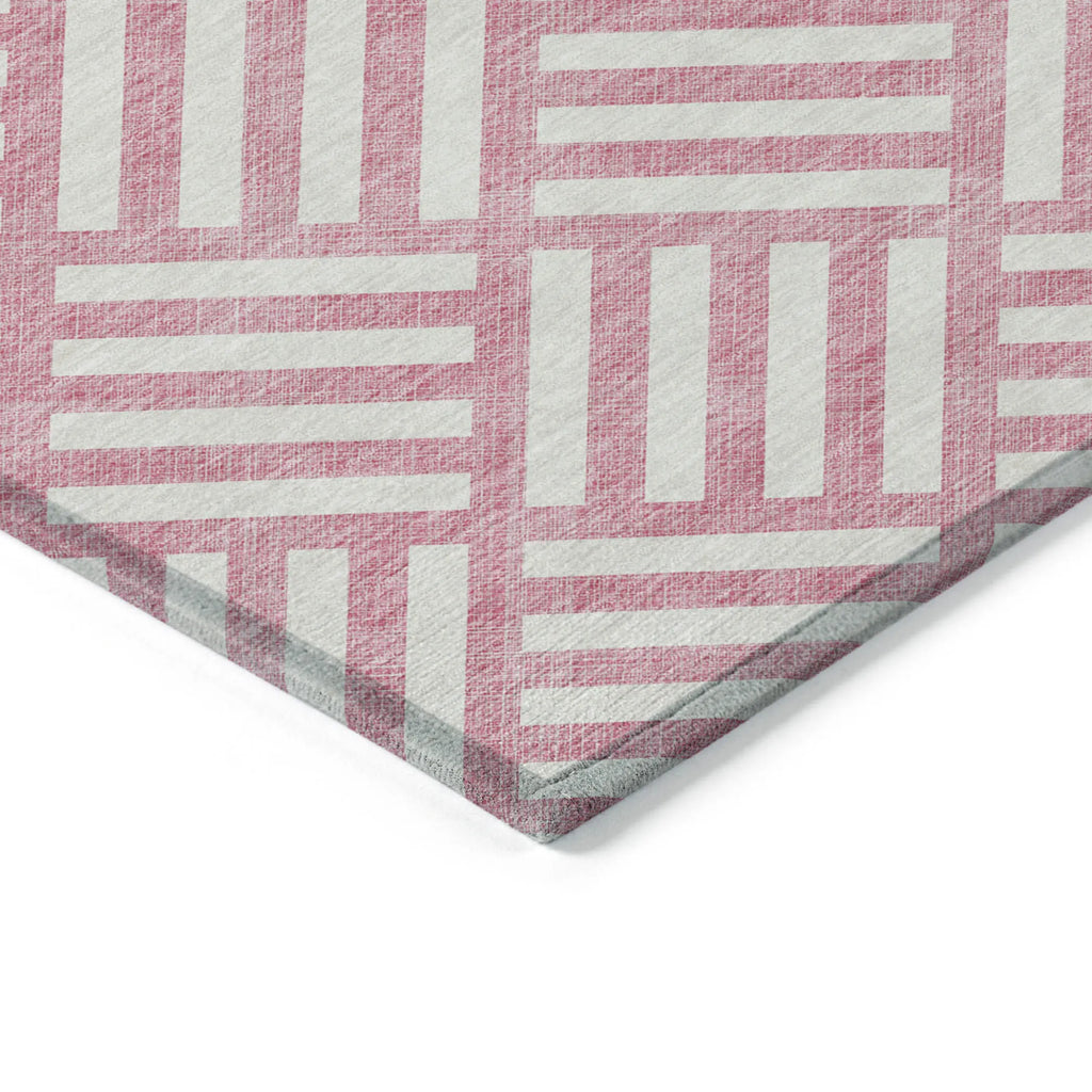 10′ X 14′ Pink And Ivory Geometric Washable Indoor Outdoor Area Rug — view 4