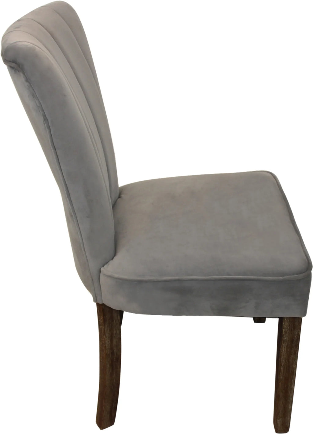 Set of Two Gray And Brown Upholstered Velvet Dining Parsons Chairs — view 4