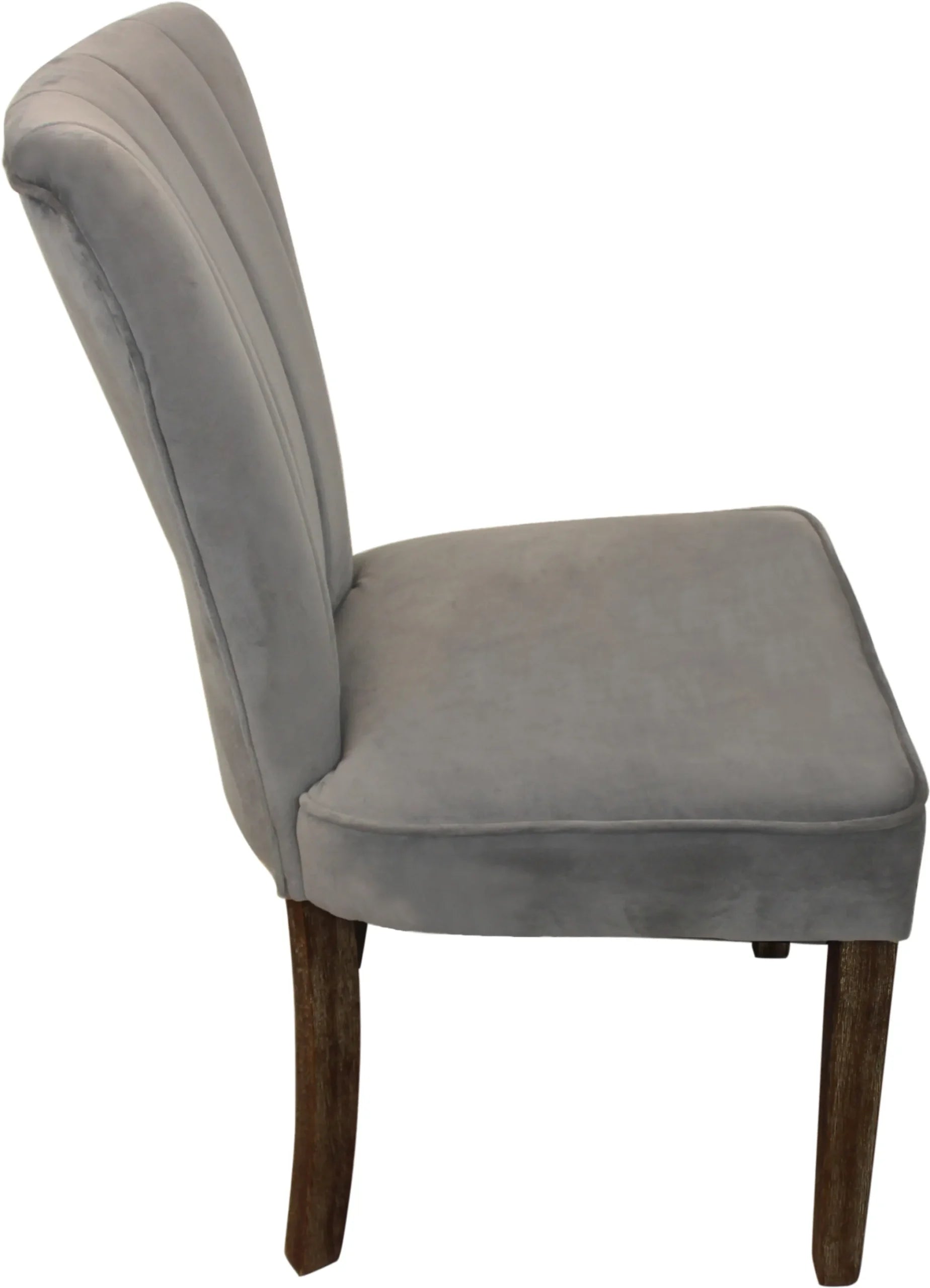 Set of Two Gray And Brown Upholstered Velvet Dining Parsons Chairs — view 4