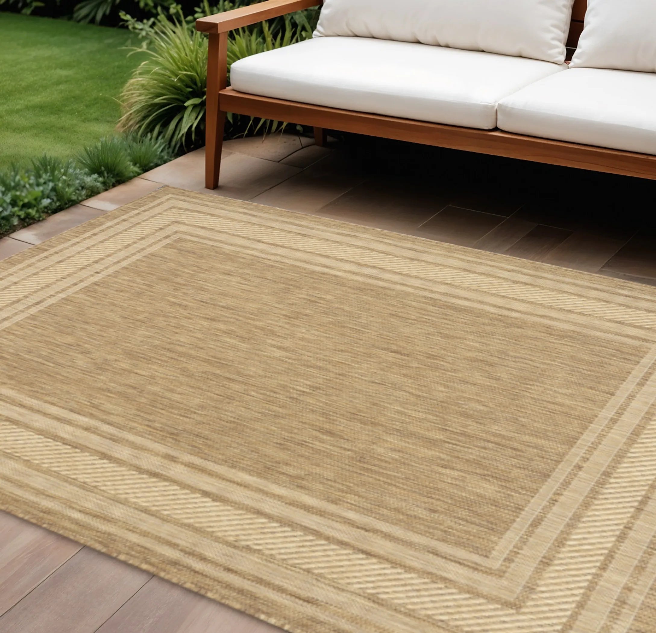6′ X 9′ Natural Geometric Indoor Outdoor Area Rug