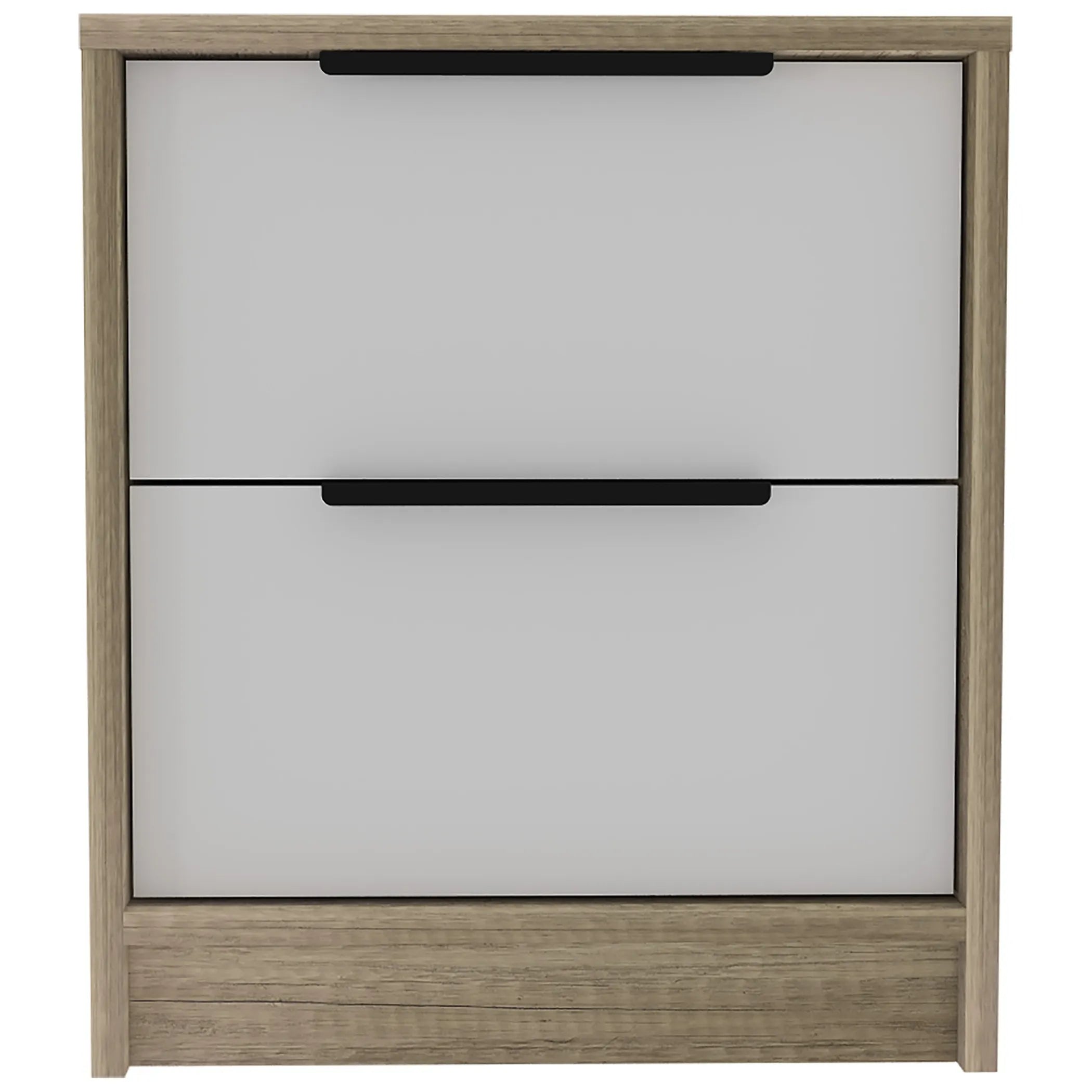 Mod Light Oak and White Two Drawer Nightstand — view 2