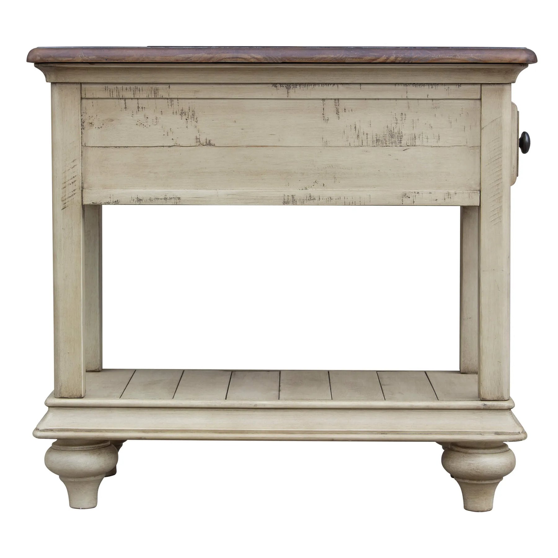 Sunset Trading Shades of Sand End Table | Fully Assembled | Narrow Nightstand | Drawer Shelf | Cream/Walnut Brown Solid Wood…