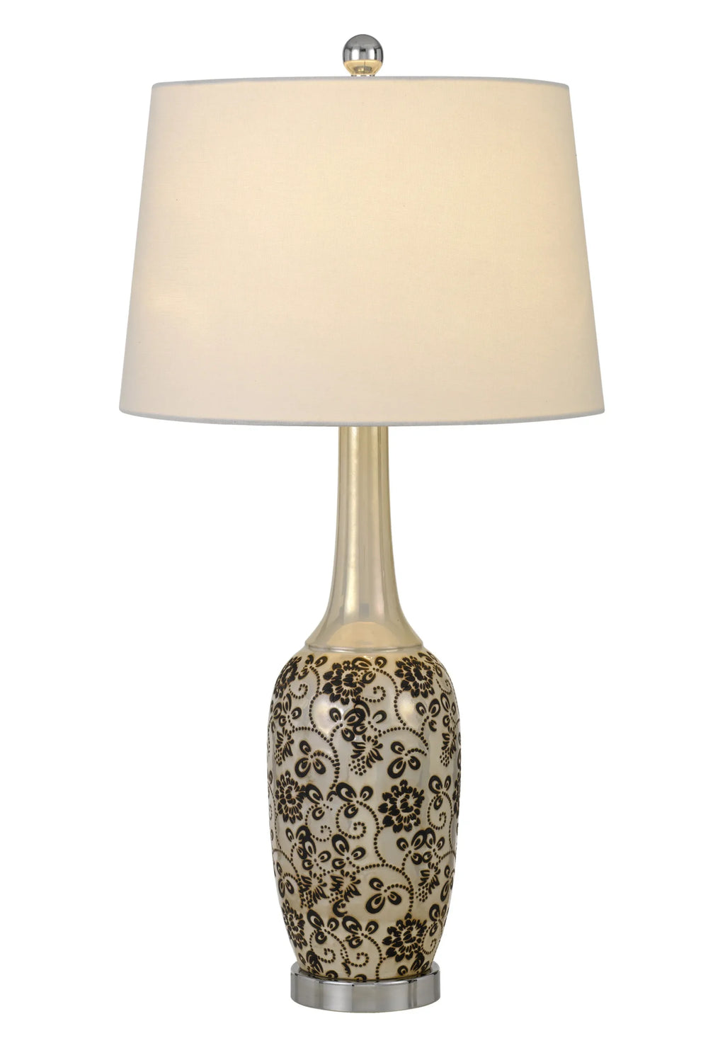 Set Of Two 30″ Silver Metal Two Light Bedside Table Lamps With White Globe Shade