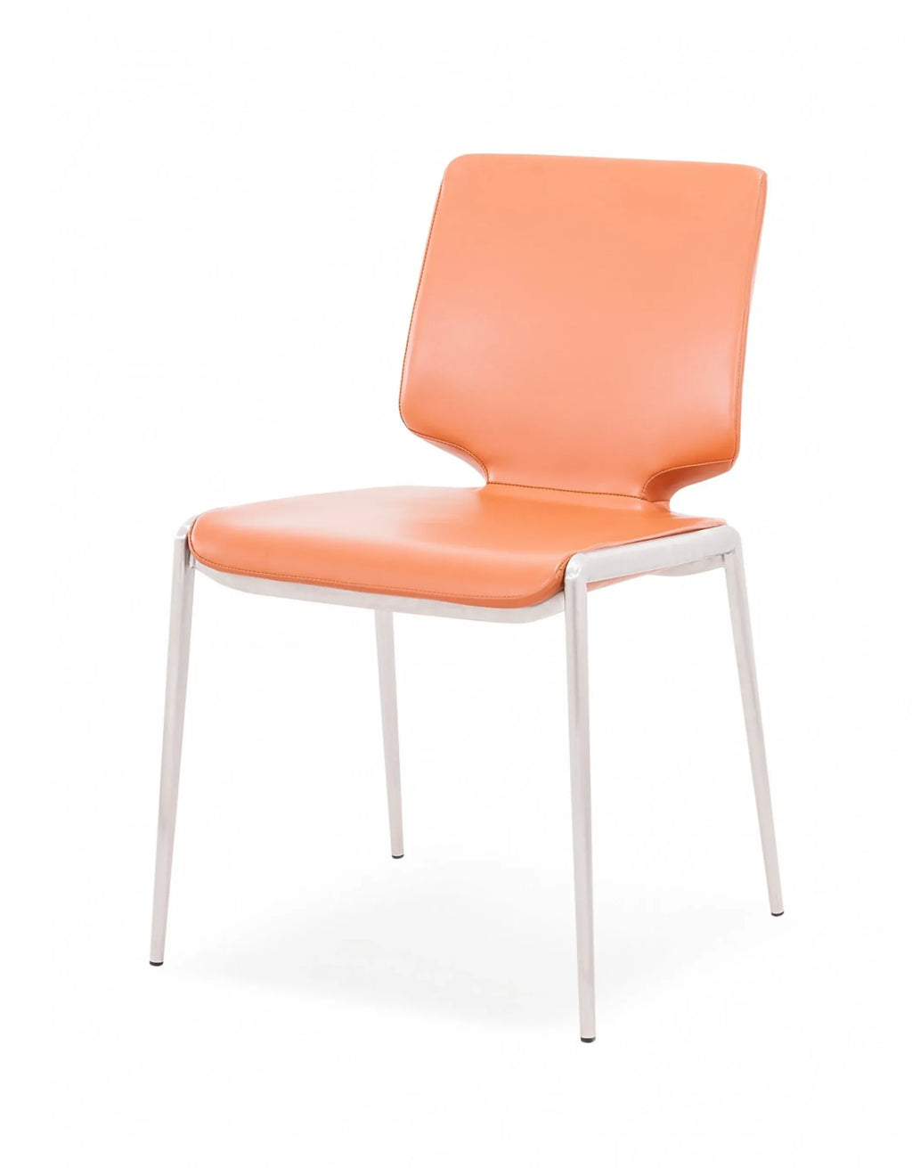 Set of Two Terra Cotta And Silver Upholstered Faux Leather Dining Side Chairs — view 4