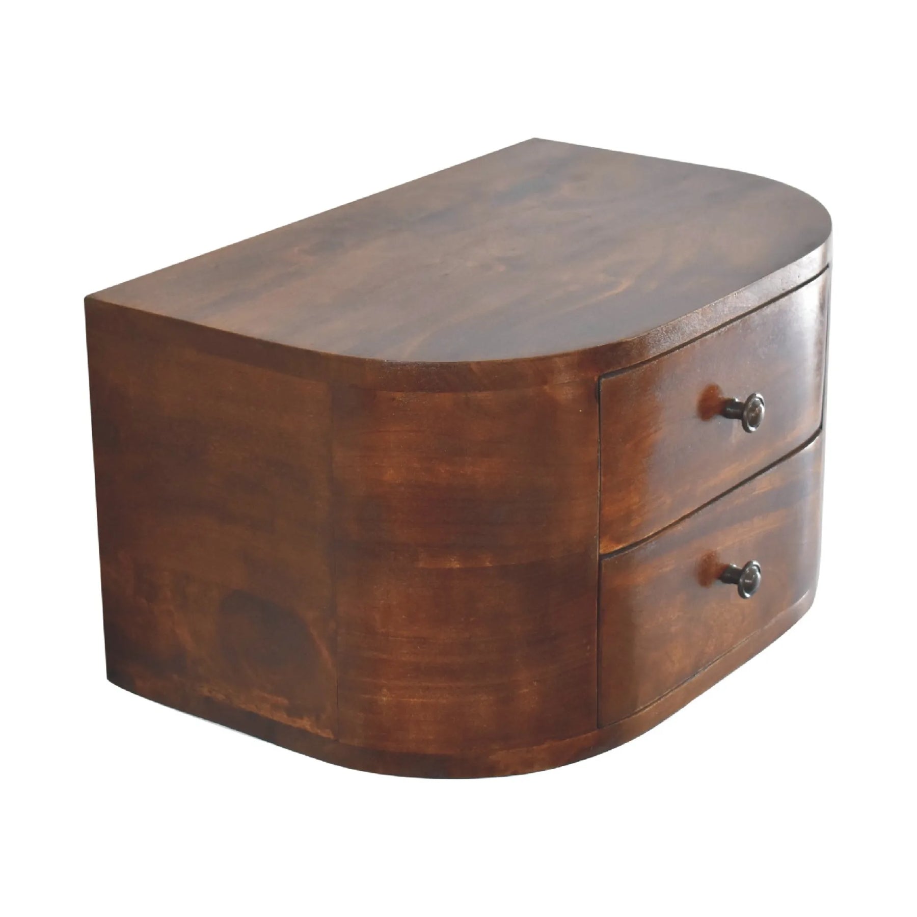 Solid Wood Round Two Drawer Floating Nightstand — view 4