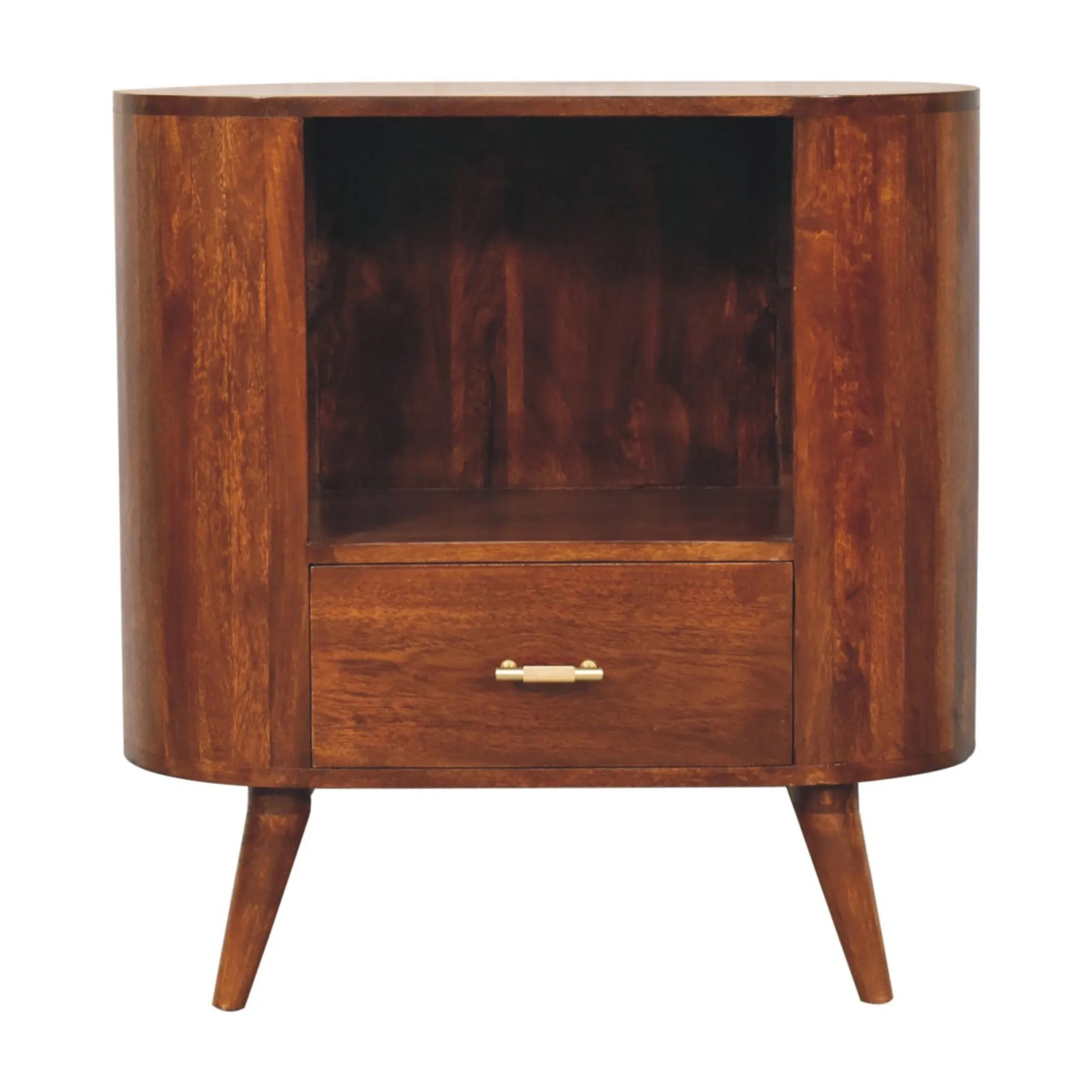 Solid Wood Oval Accent Cabinet With One Drawer — view 3