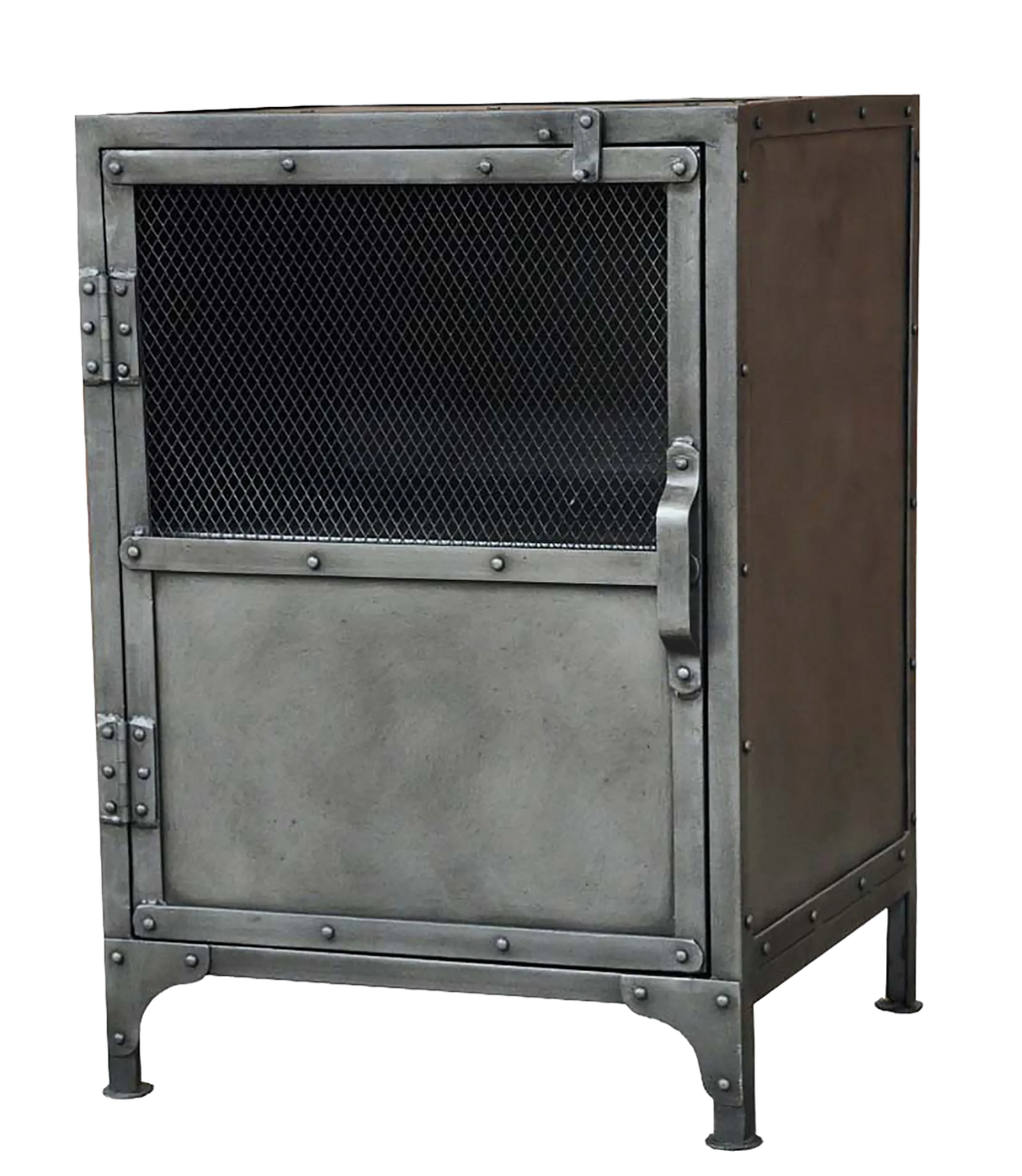 20″ Silver Metal Accent Cabinet With Two Shelves — view 2