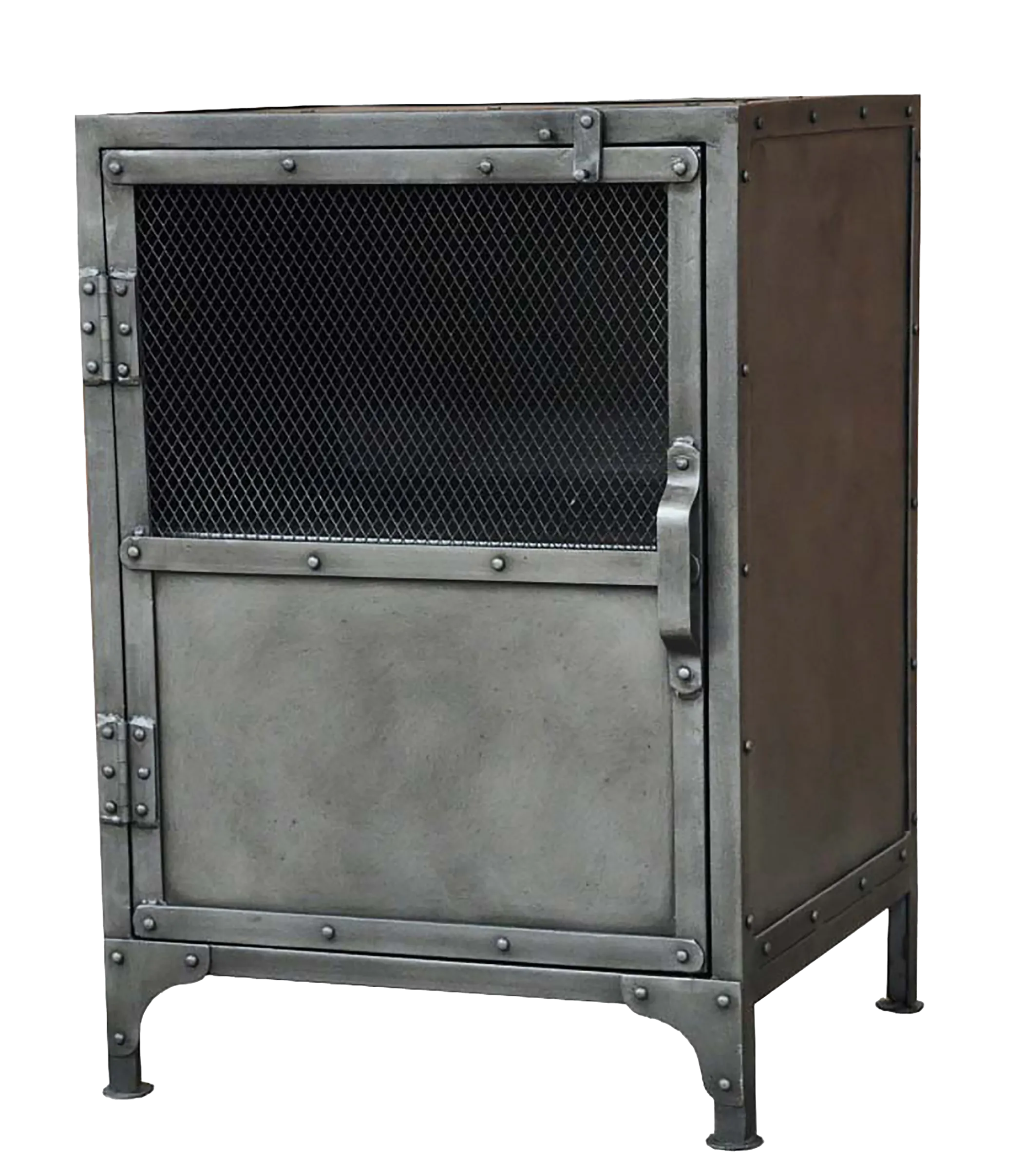 20″ Silver Metal Accent Cabinet With Two Shelves — view 2