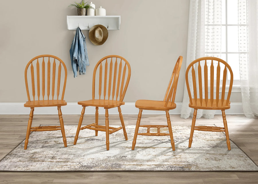 Sunset Trading Oak Selections Windsor Arrowback Dining Chair | Light Oak Finish Solid Wood | Set of 4 Sidechairs — view 2