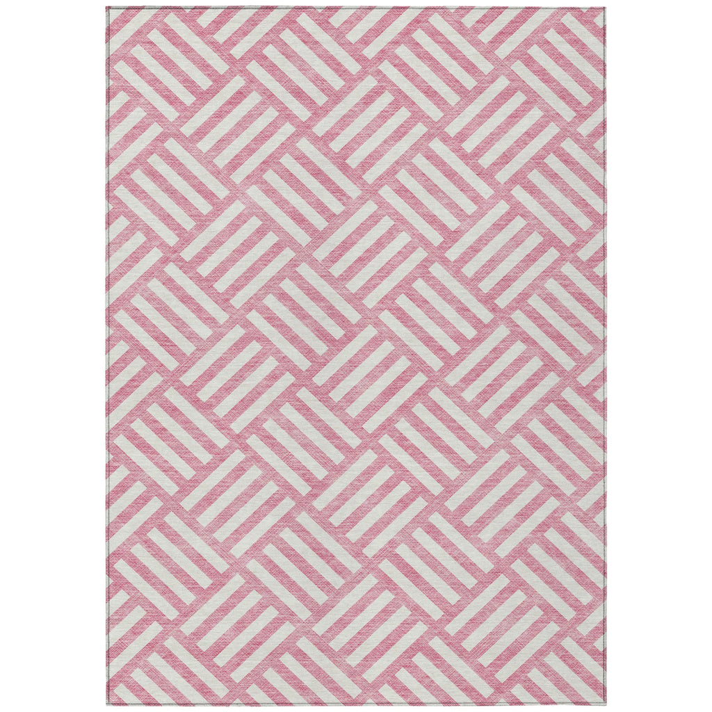 10′ X 14′ Pink And Ivory Geometric Washable Indoor Outdoor Area Rug — view 2