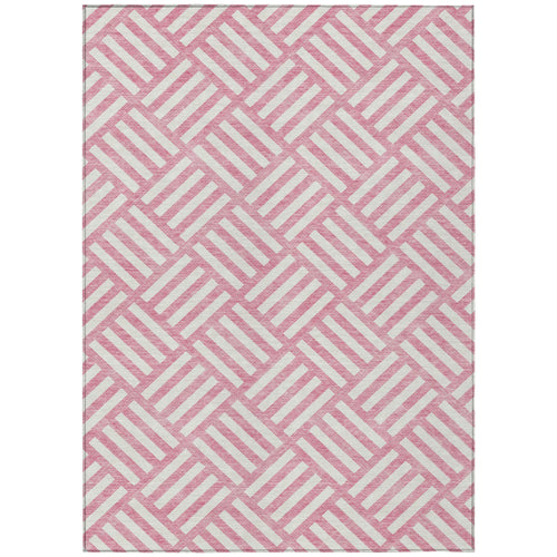 10′ X 14′ Pink And Ivory Geometric Washable Indoor Outdoor Area Rug — view 2