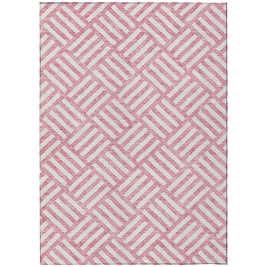 10′ X 14′ Pink And Ivory Geometric Washable Indoor Outdoor Area Rug — view 2