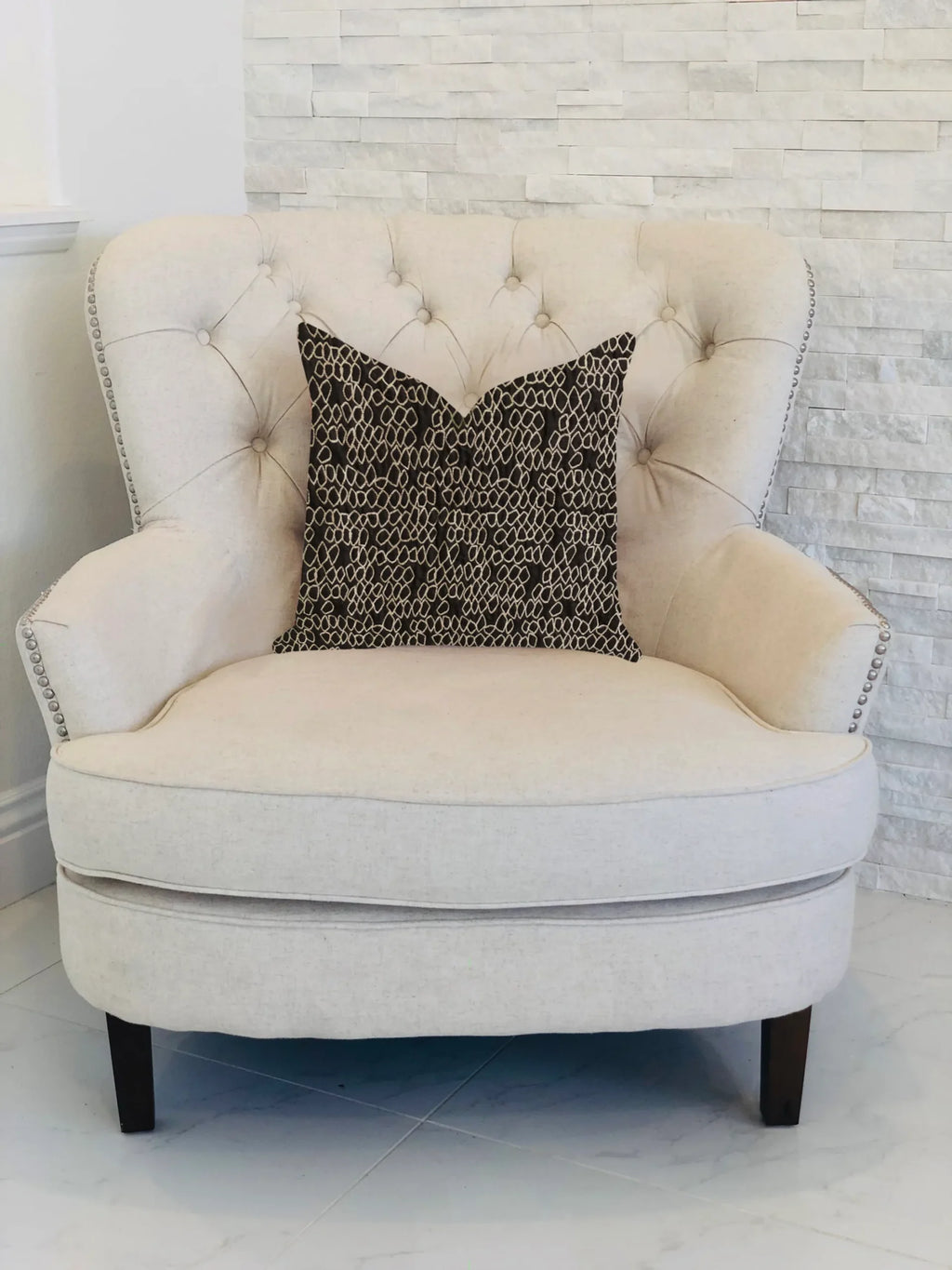 Plutus Carbonado Mine Luxury Throw Pillow in Black and White — view 2