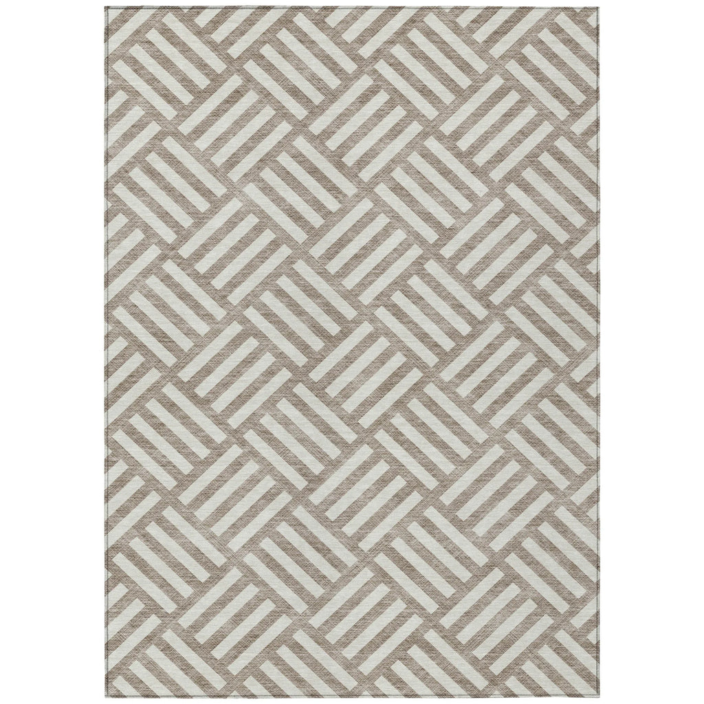10′ X 14′ Taupe And Ivory Geometric Washable Indoor Outdoor Area Rug — view 2
