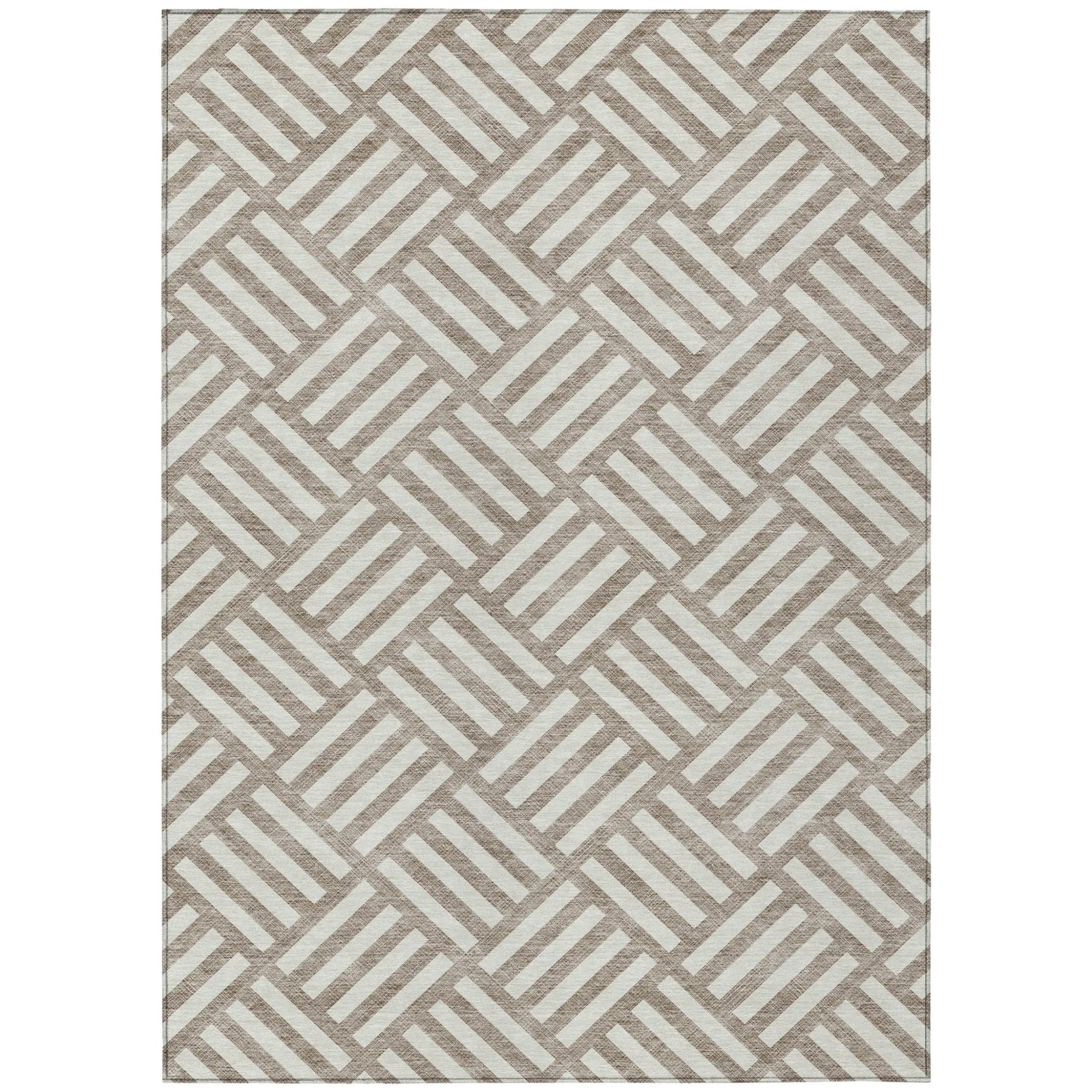 10′ X 14′ Taupe And Ivory Geometric Washable Indoor Outdoor Area Rug — view 2