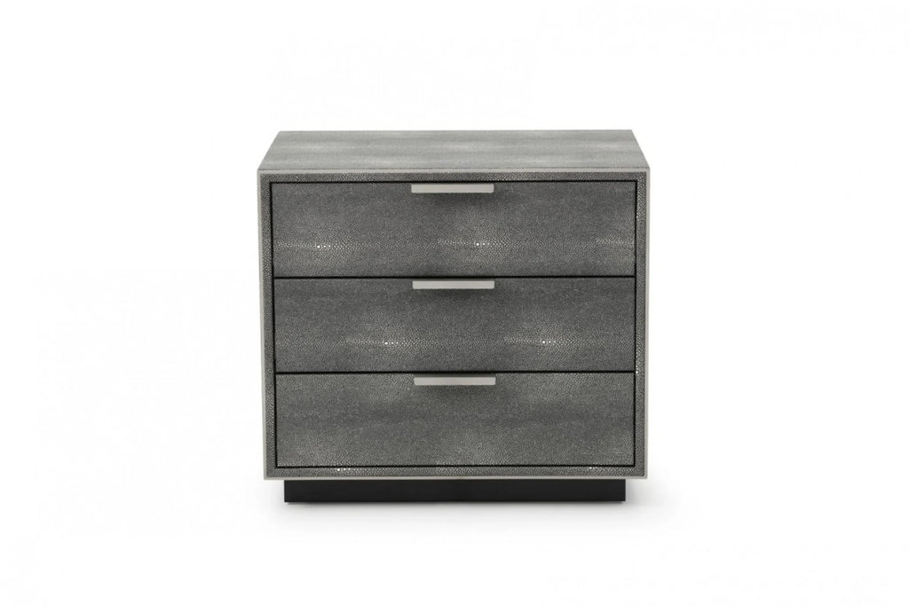 22″ Gray Shagreen Three Drawer Nightstand — view 2