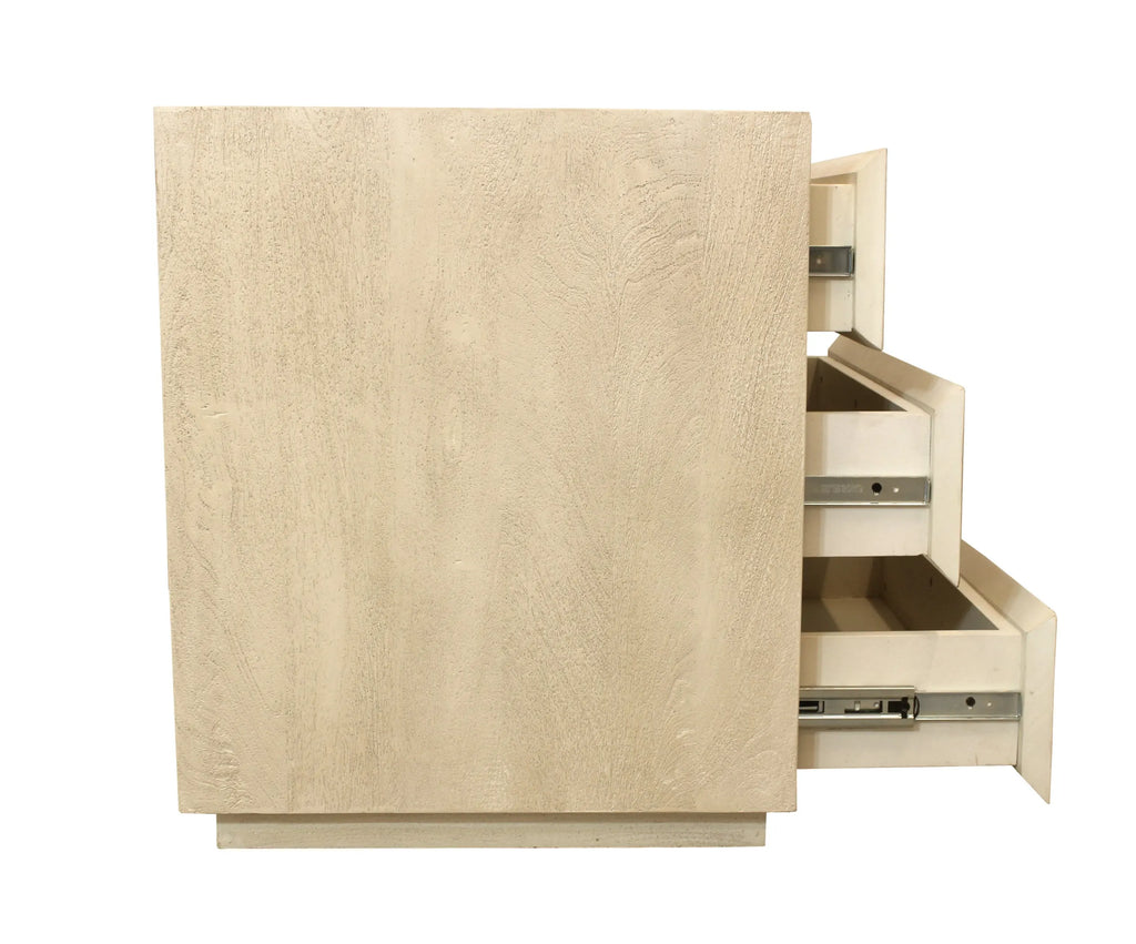 24″ Natural Three Drawer Solid Wood Nightstand — view 4