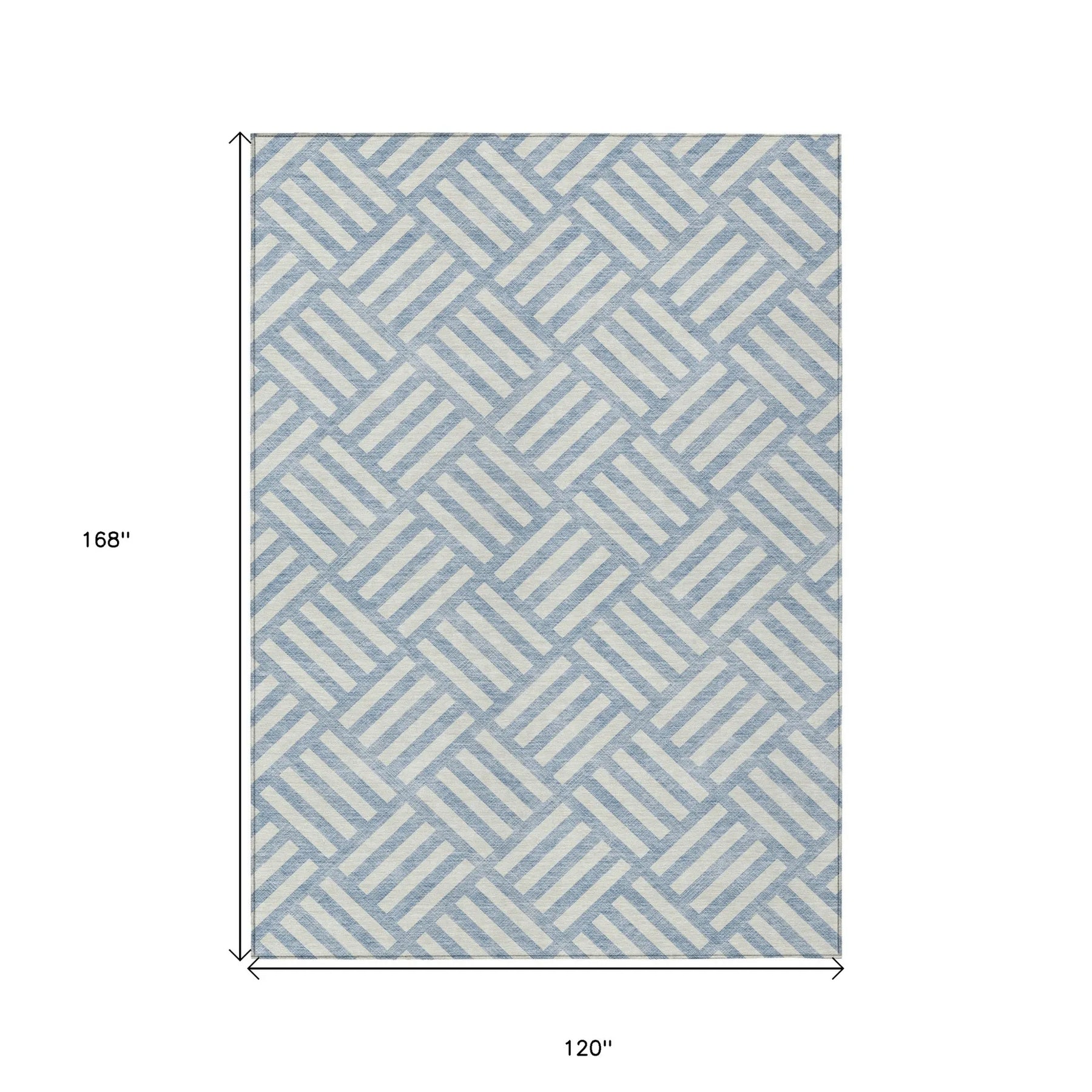 10′ X 14′ Sky Blue And Ivory Geometric Washable Indoor Outdoor Area Rug — view 3