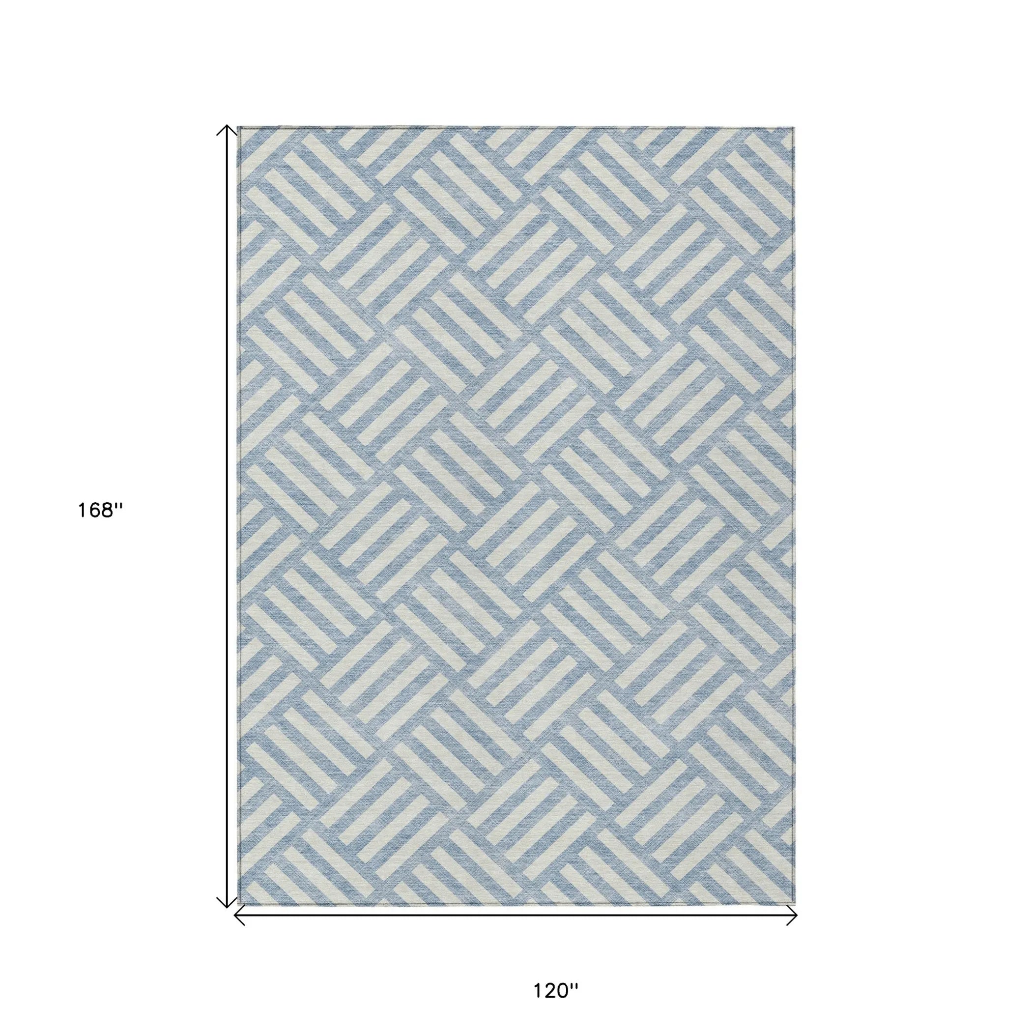 10′ X 14′ Sky Blue And Ivory Geometric Washable Indoor Outdoor Area Rug — view 3