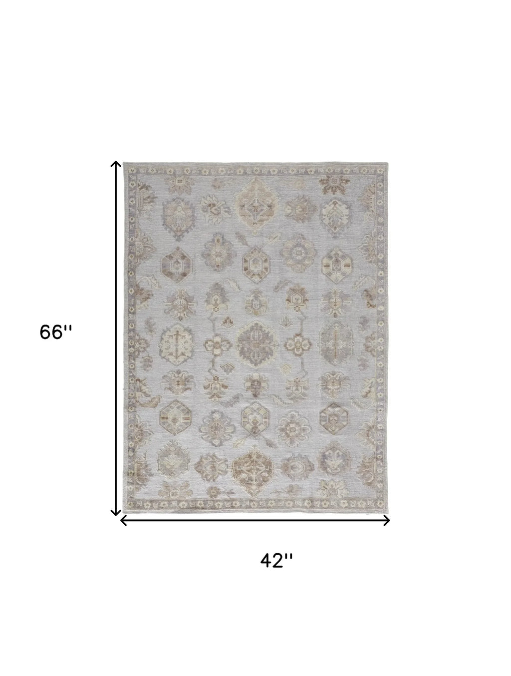 4′ X 6′ Gray and Ivory Floral Hand Knotted Area Rug — view 3
