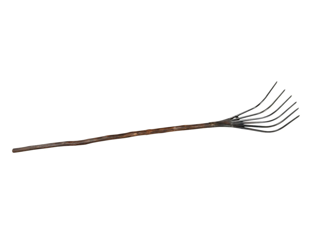 60″ Brown and Black Wood and Metal Decorative Rake Sculpture — view 3