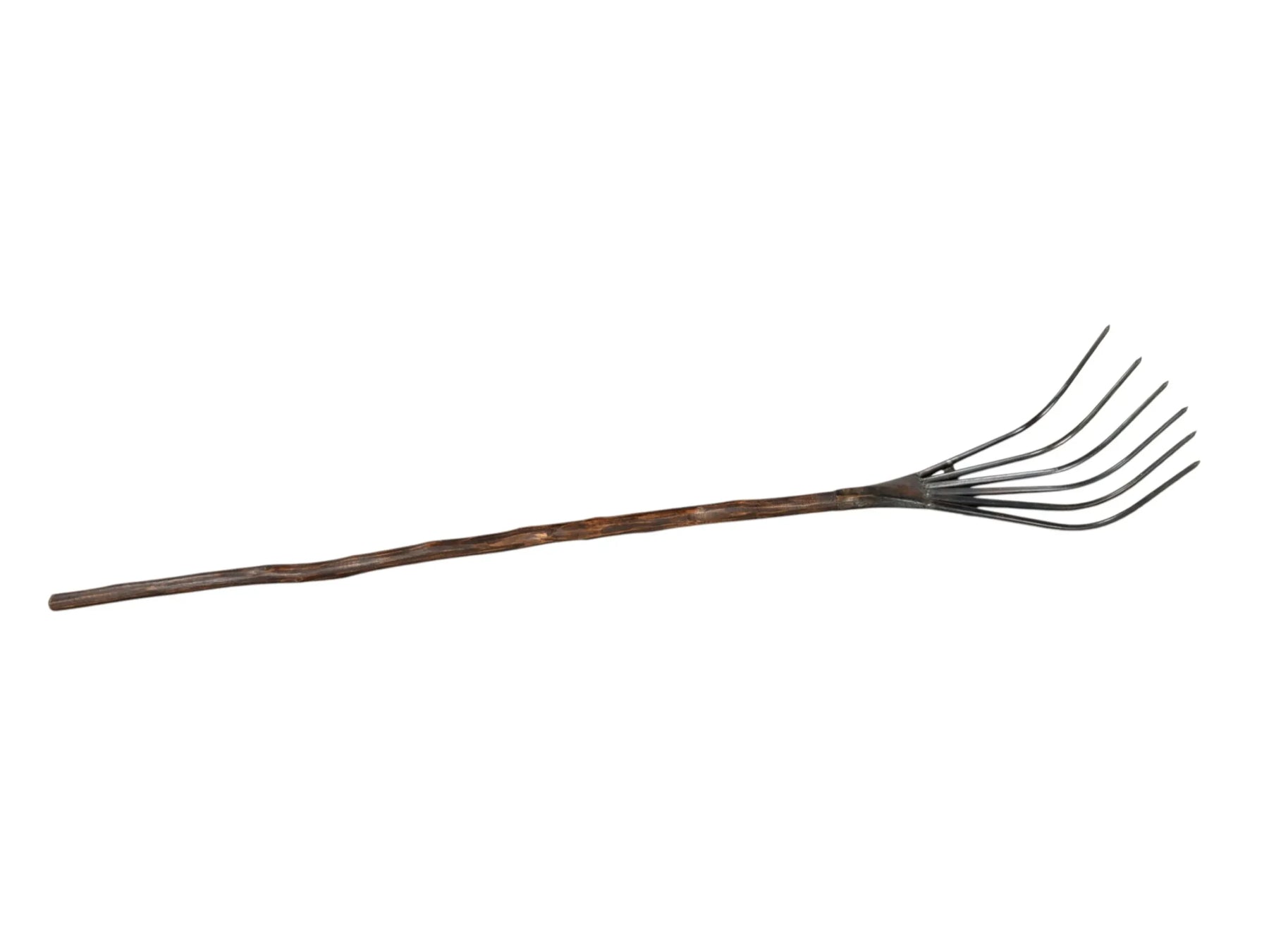 60″ Brown and Black Wood and Metal Decorative Rake Sculpture — view 3