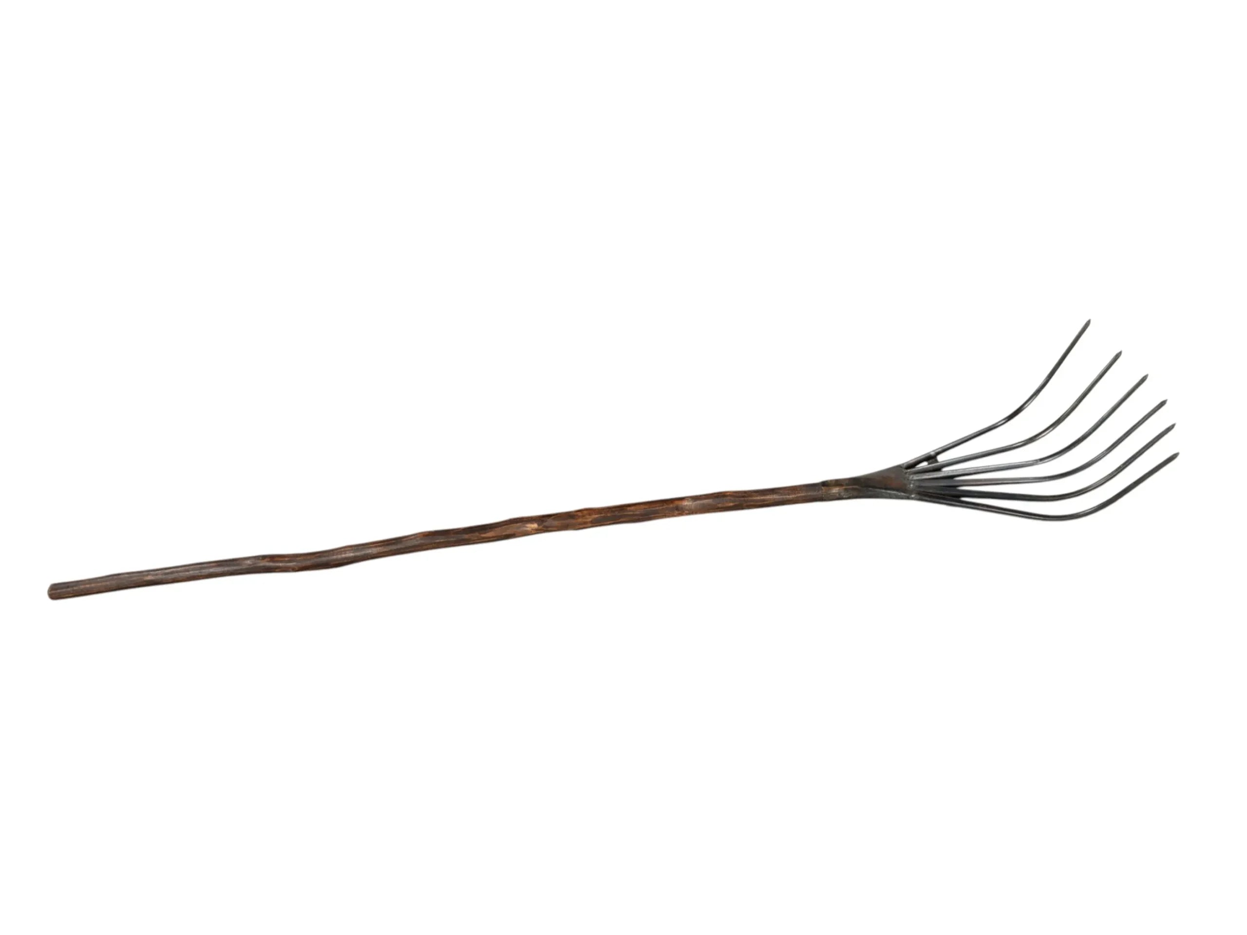 60″ Brown and Black Wood and Metal Decorative Rake Sculpture — view 3