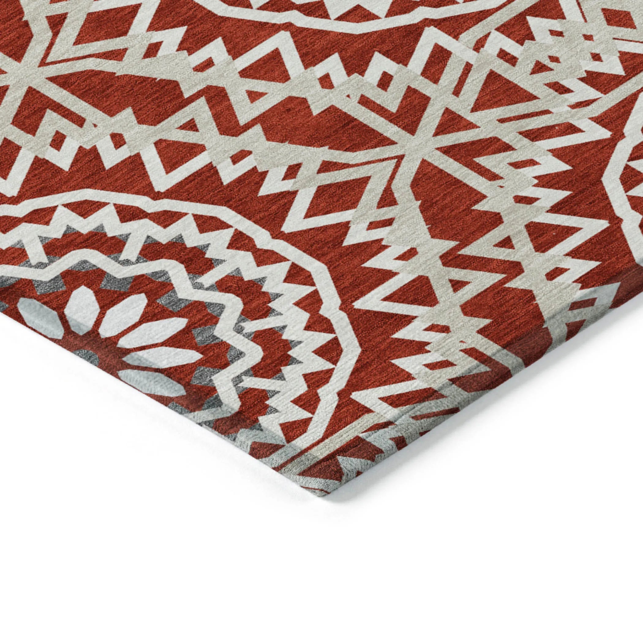 10′ X 14′ Red Beige And Ivory Floral Medallion Washable Indoor Outdoor Area Rug — view 4