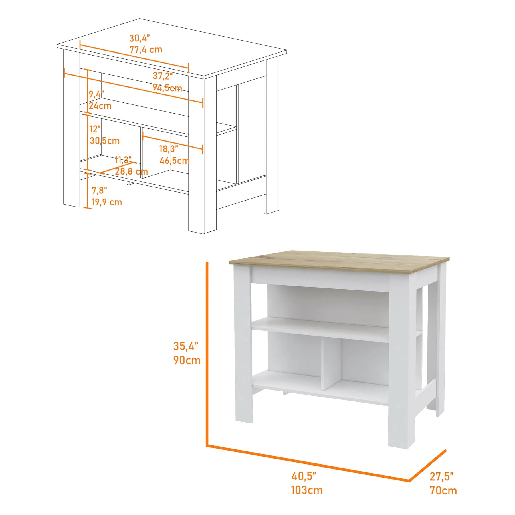 Houston 2 Piece Kitchen Set, Kitchen Island + Kitchen Pantry — view 4
