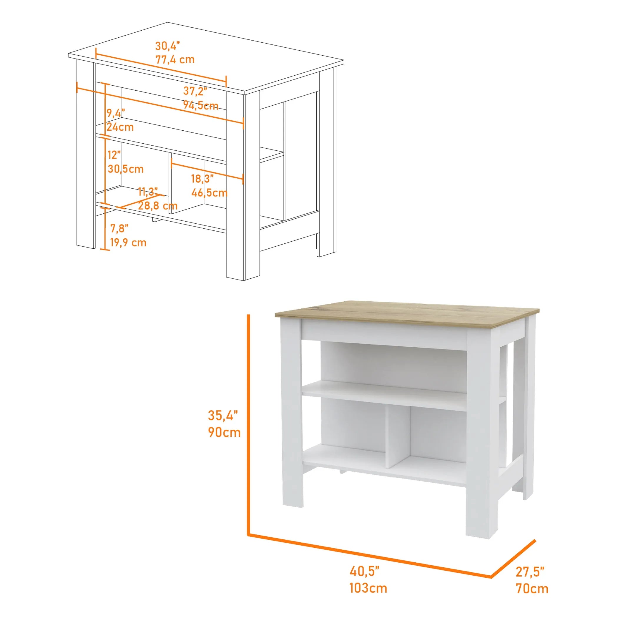 Houston 2 Piece Kitchen Set, Kitchen Island + Kitchen Pantry — view 4
