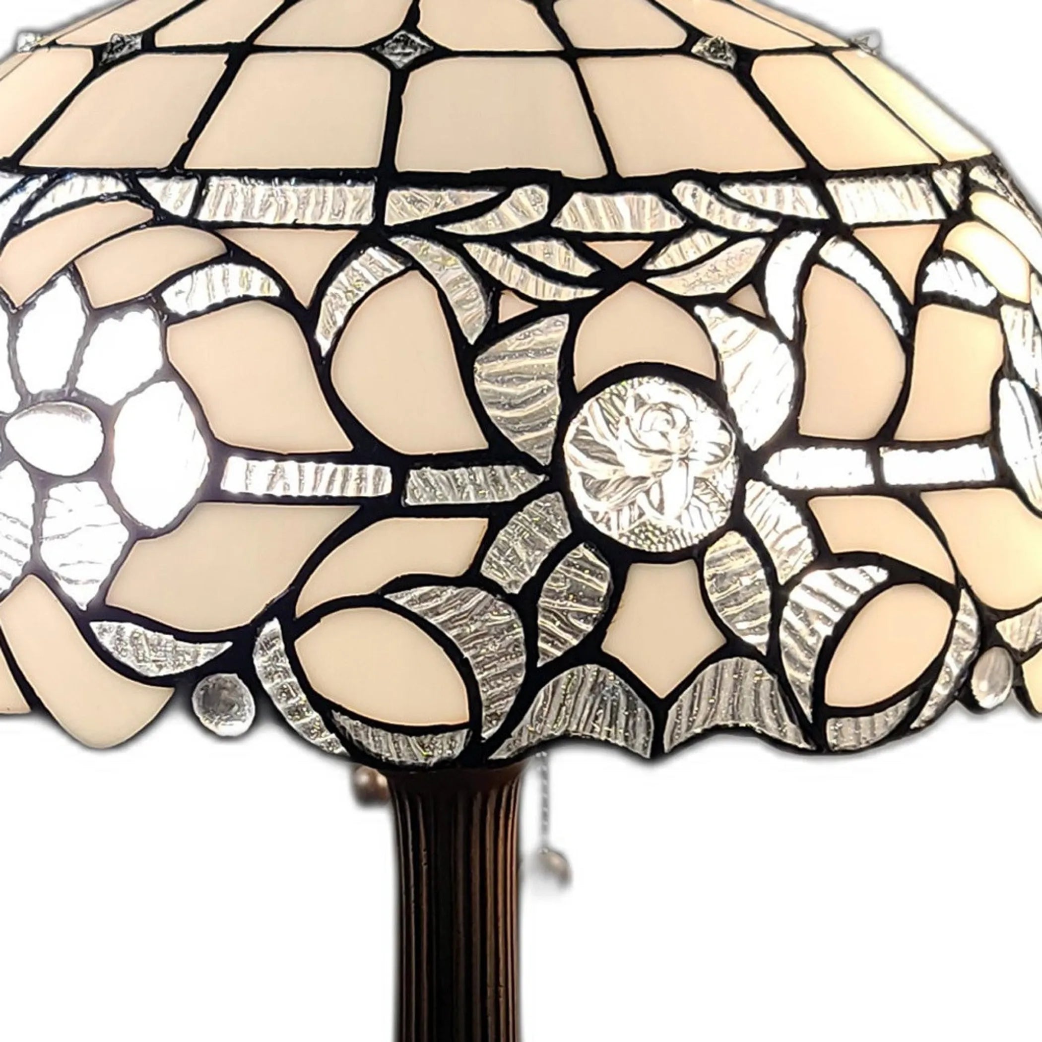 23″ Dark Brown Metal Two Light Candlestick Table Lamp With White Shade — view 3