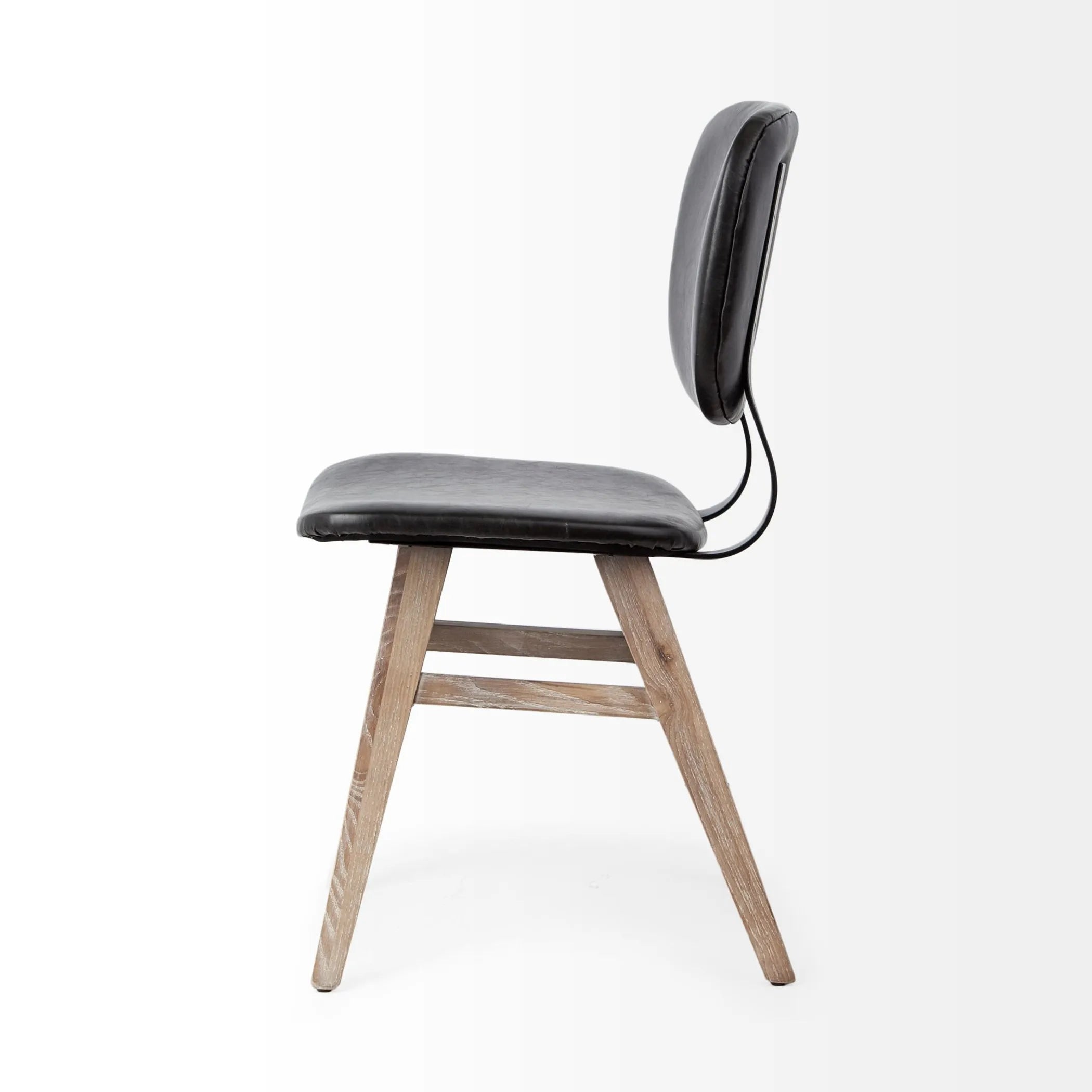Set Of Two Black And Brown Upholstered Faux leather Open Back Side Chairs — view 3