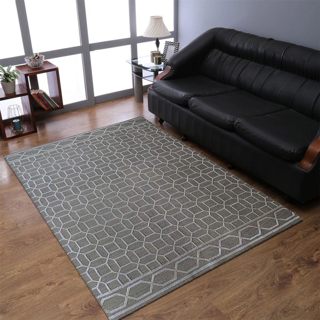 Rugsotic Carpets Hand Knotted Sumak Silk And Wool Area Rug Geometric