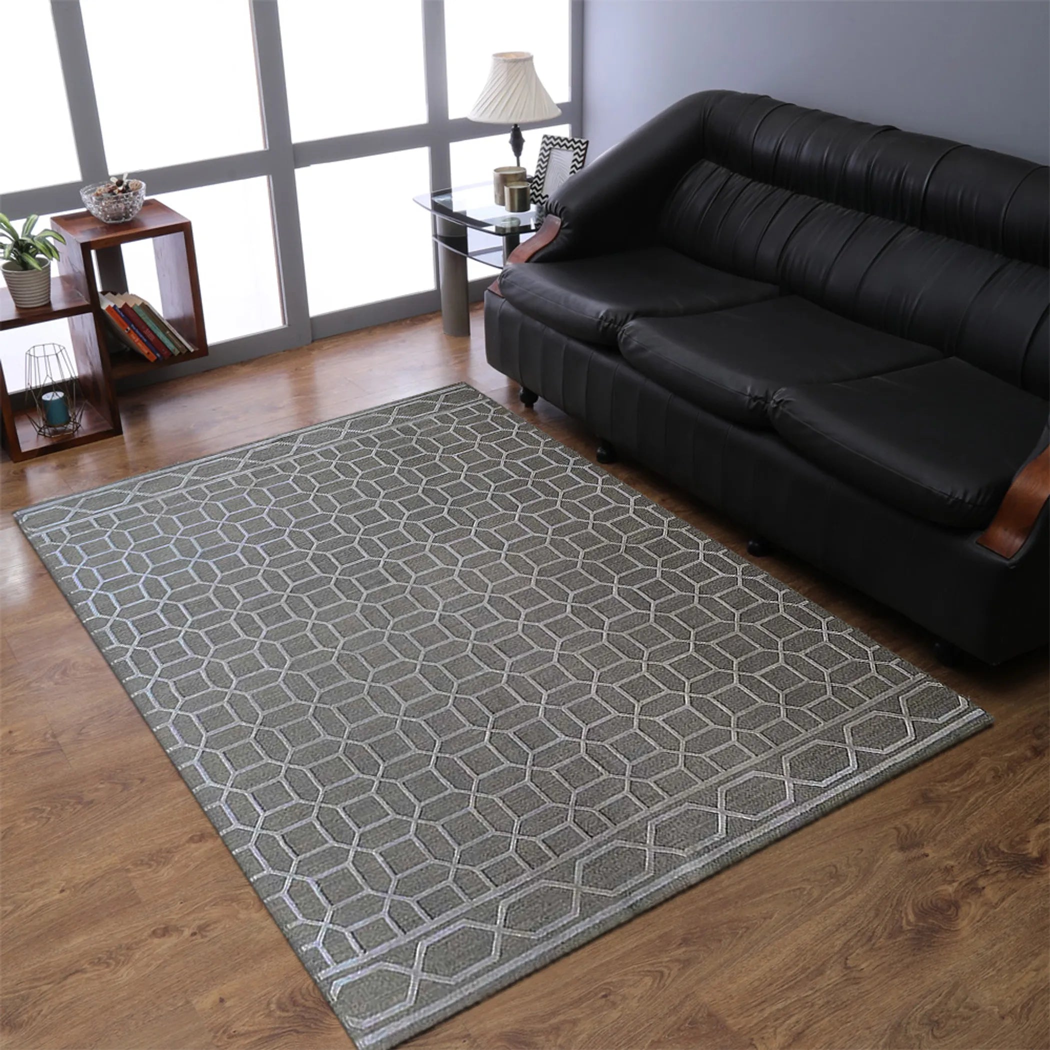 Rugsotic Carpets Hand Knotted Sumak Silk And Wool Area Rug Geometric