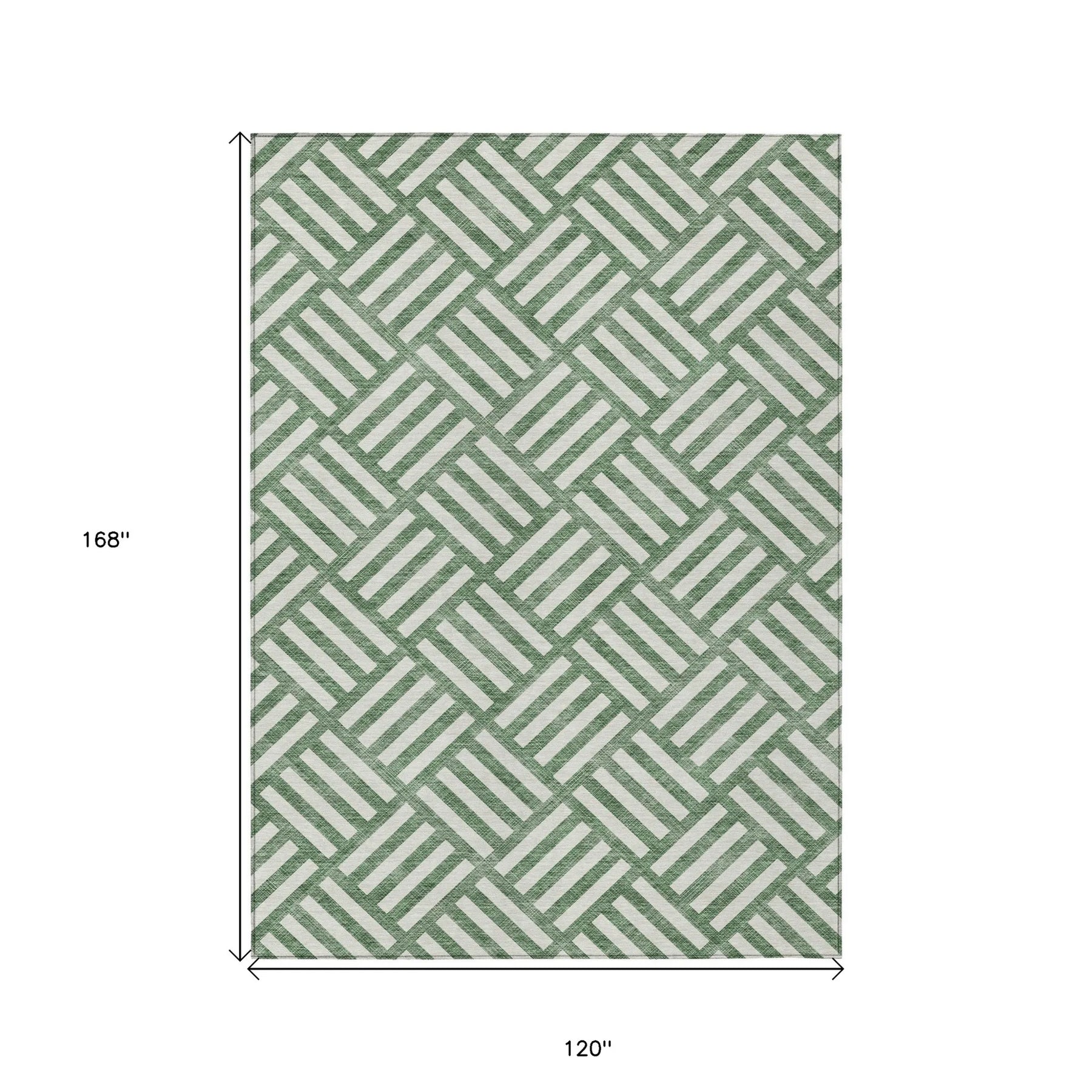 10′ X 14′ Green And Ivory Geometric Washable Indoor Outdoor Area Rug — view 3