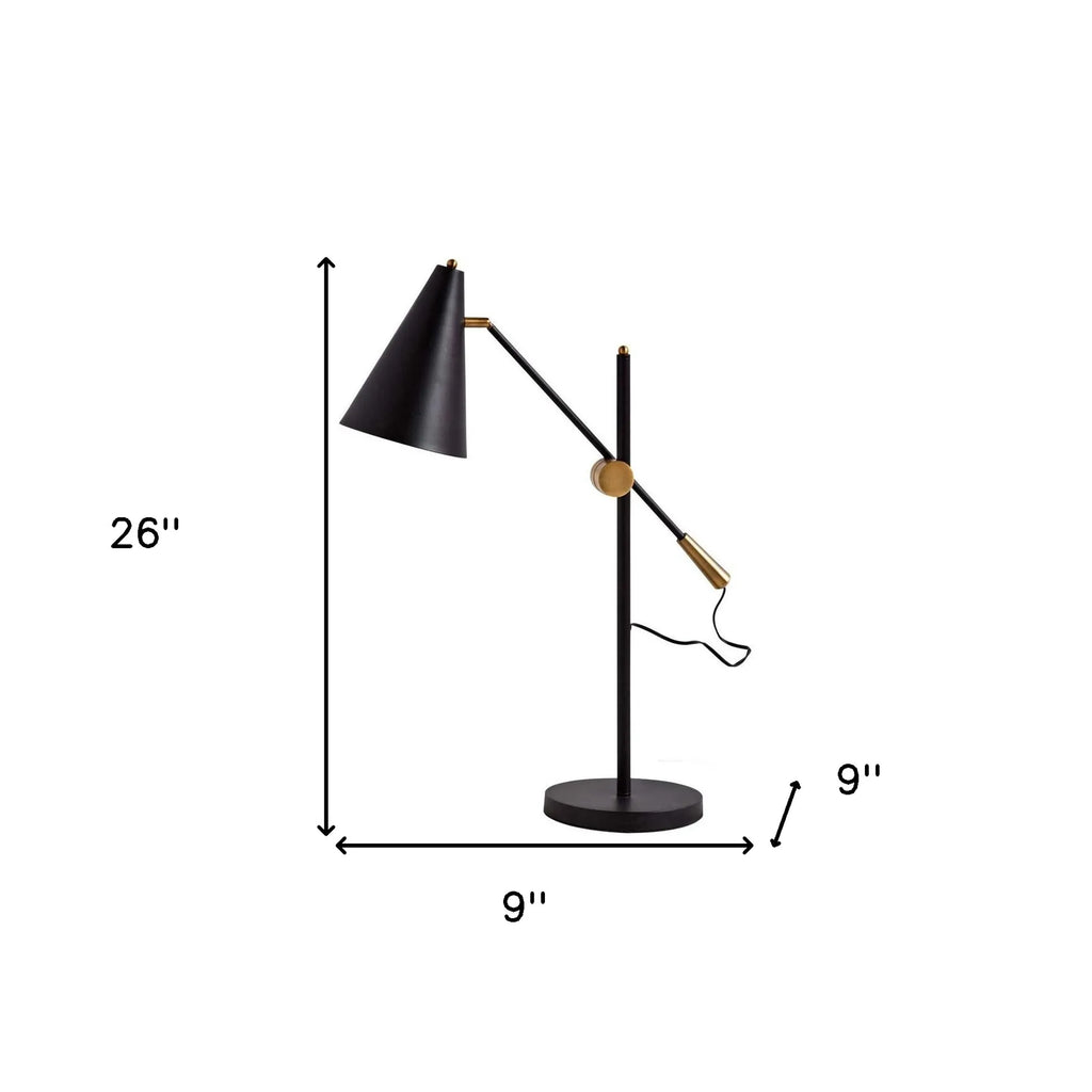 26″ Black Metal Swing Arm With Black Cone Shade — view 4