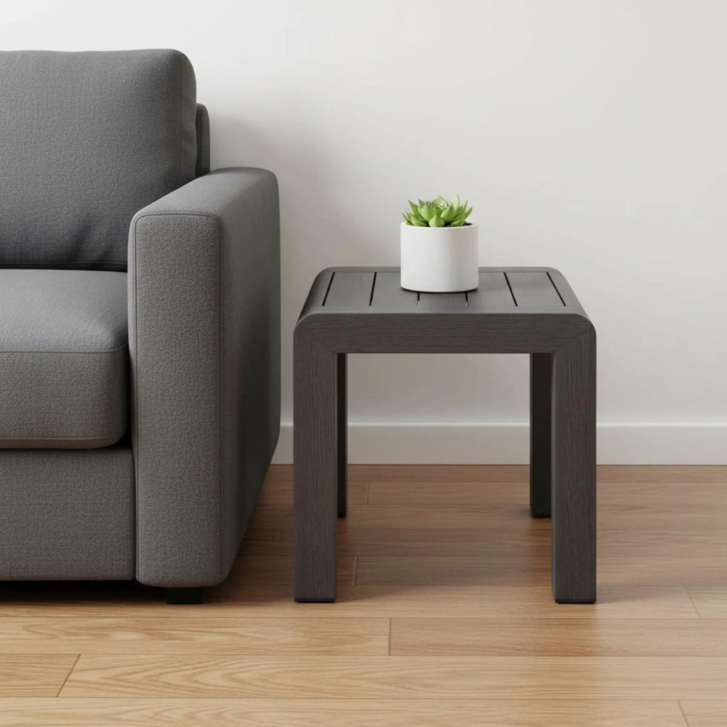 23″ Black Aluminum Square Outdoor Side Table