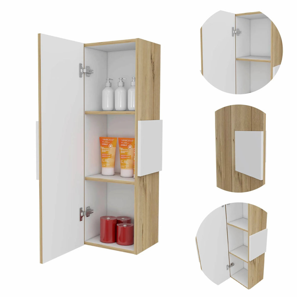 Light Oak and White Multi Purpose Vertical Hanging Cabinet — view 2