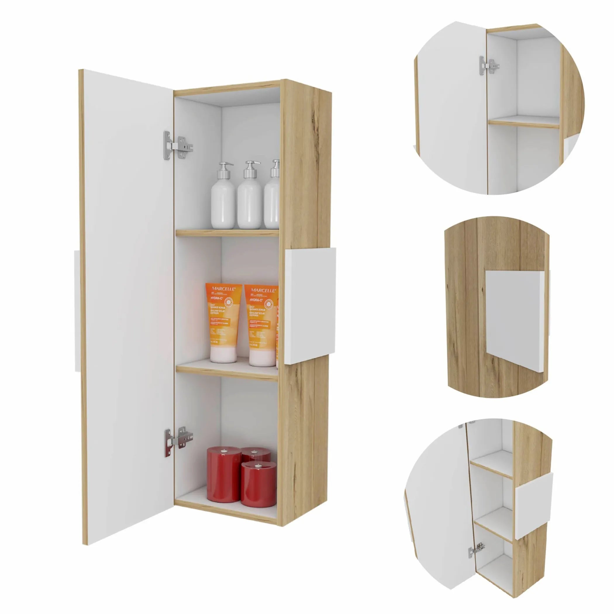 Light Oak and White Multi Purpose Vertical Hanging Cabinet — view 2